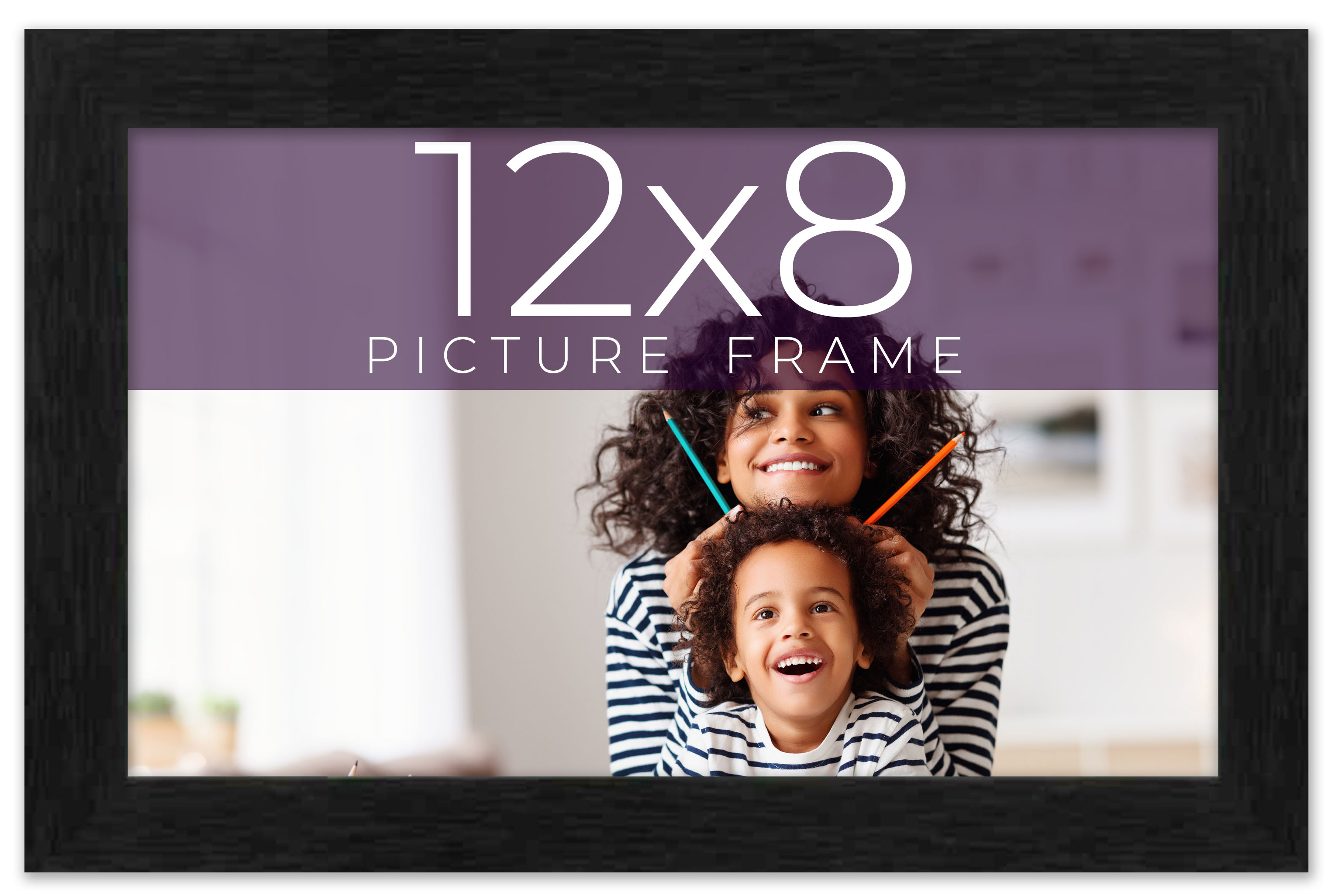 12x8 Frame Black Charcoal Grey Wood Textured Picture Frame | 0.75 Inch Moulding detailed image 10