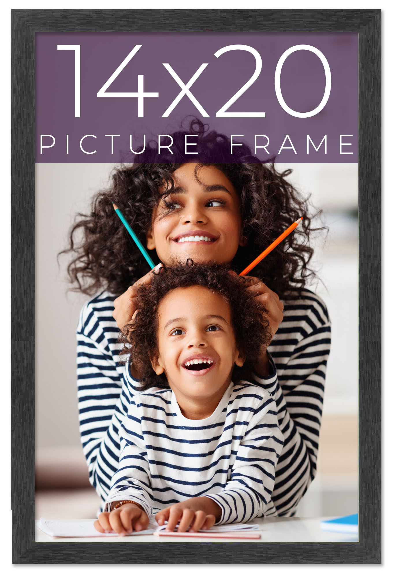 14x20 Frame Black Charcoal Grey Wood Textured Picture Frame | 0.75 Inch Moulding - Imagen 10 de 10