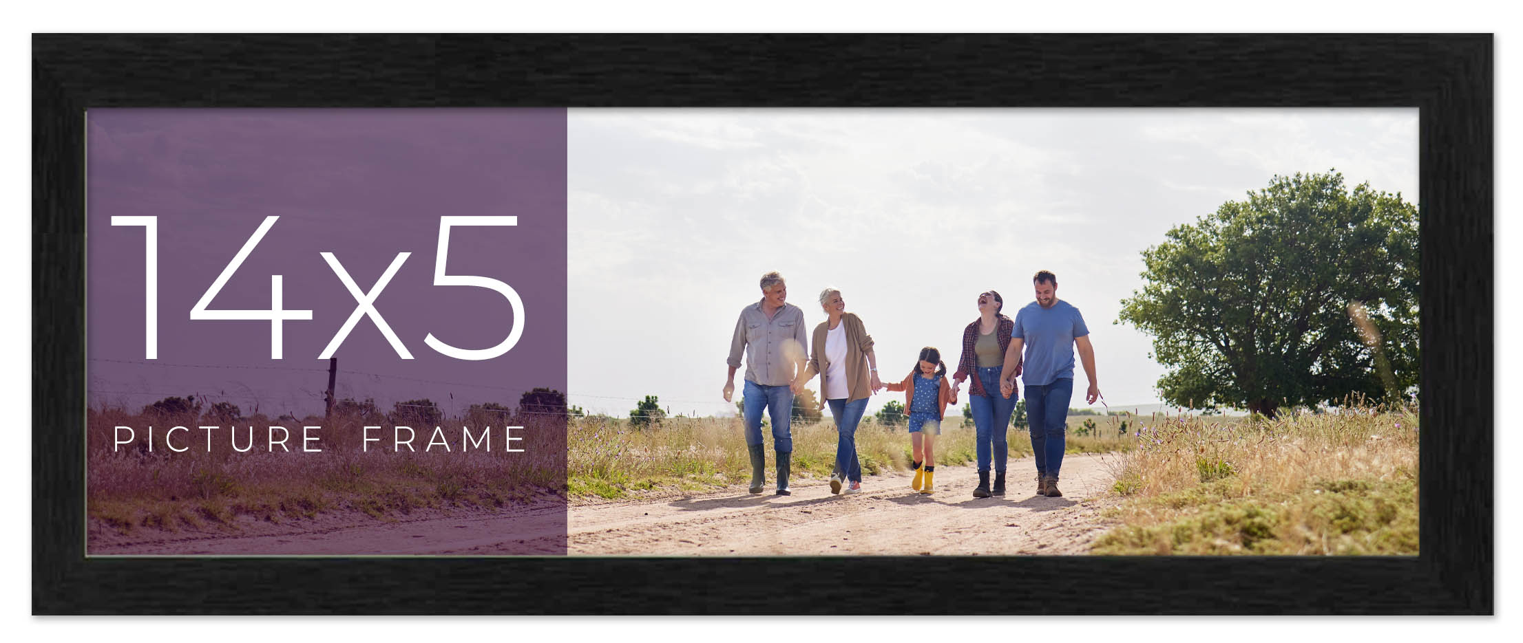 14x5 Frame Black Charcoal Grey Wood Textured Picture Frame | 0.75 Inch Moulding product image view 10