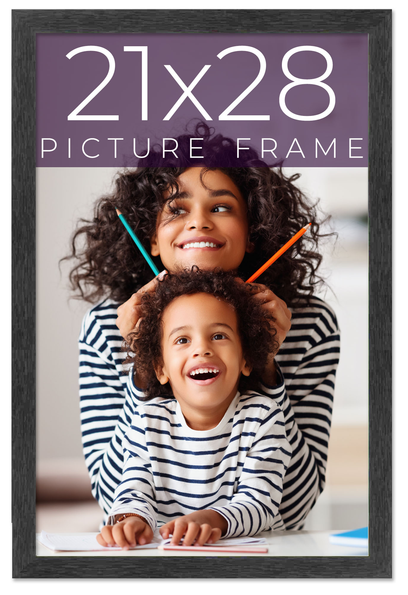 21x28 Frame Black Charcoal Grey Wood Textured Picture Frame | 0.75 Inch Moulding - Bild 10 von 10