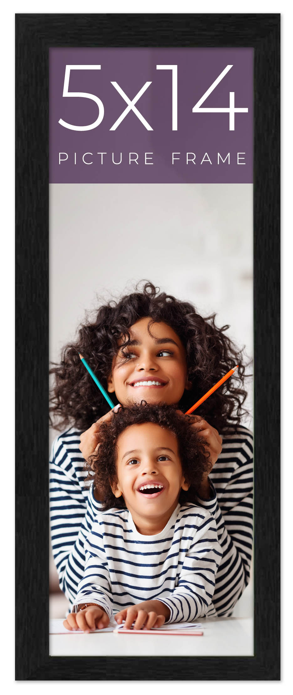 5x14 Frame Black Charcoal Grey Wood Textured Picture Frame | 0.75 Inch Moulding detailed image 10