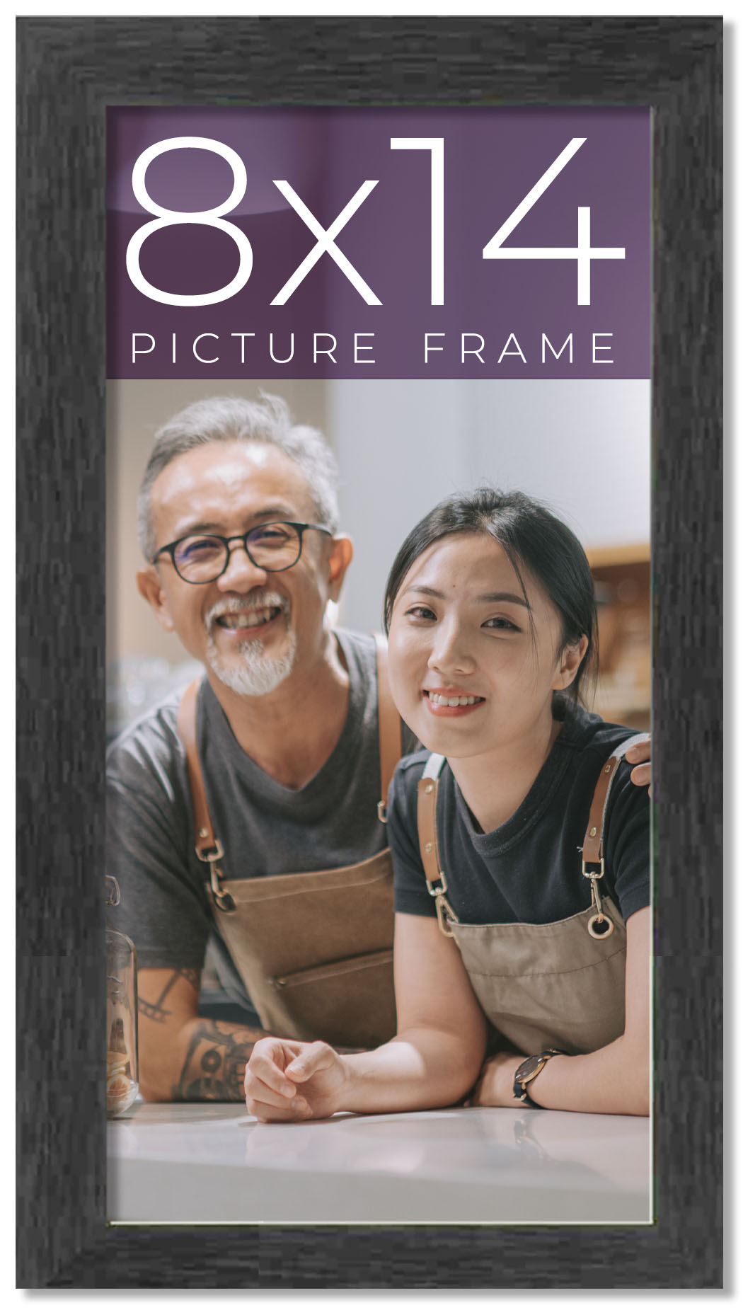 8x14 Frame Black Charcoal Grey Wood Textured Picture Frame | 0.75 Inch Moulding product image view 10