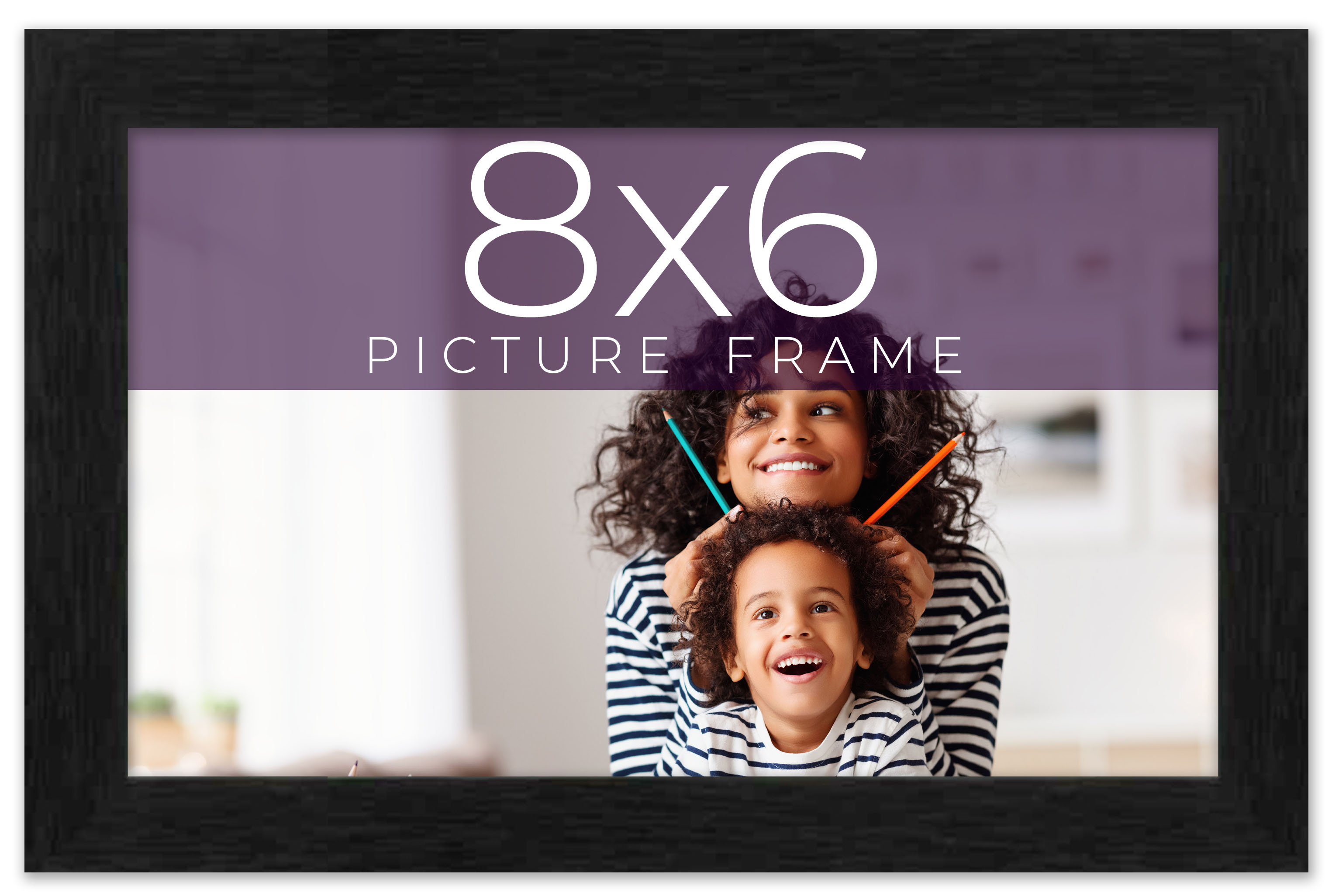 8x6 Frame Black Charcoal Grey Wood Textured Picture Frame | 0.75 Inch Moulding W detailed image 10