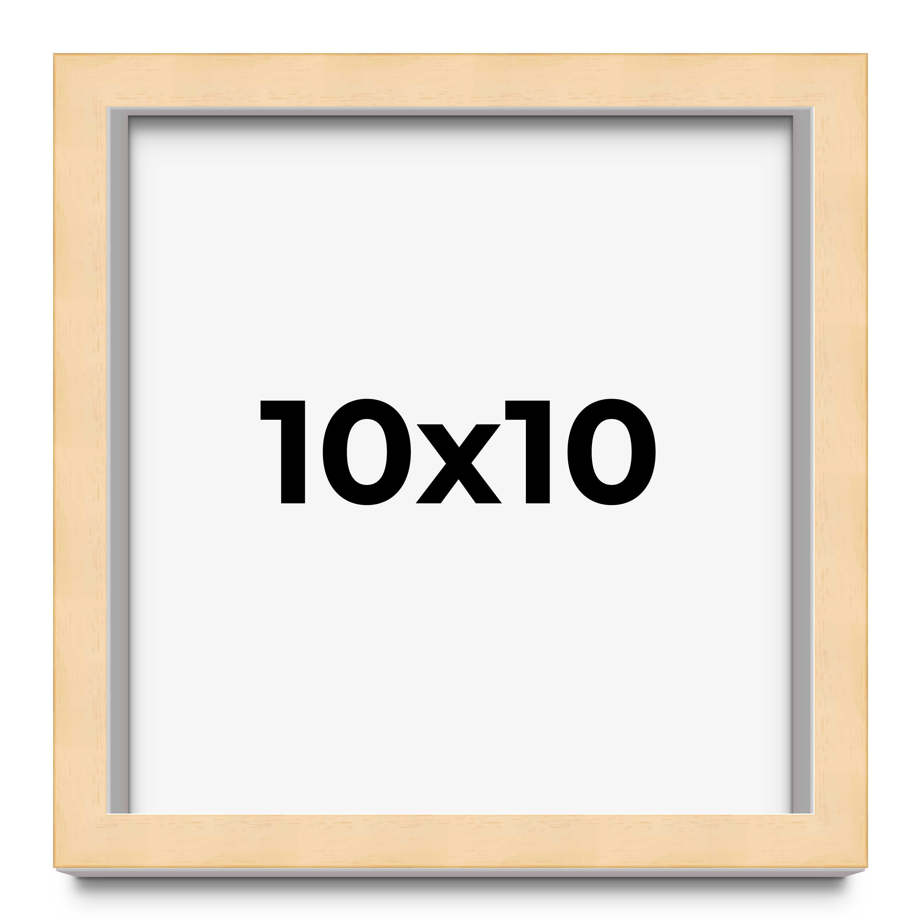 10x10 Frame Beige Real Wood Picture Frame Width 0.75 inches | Interior Frame Dep