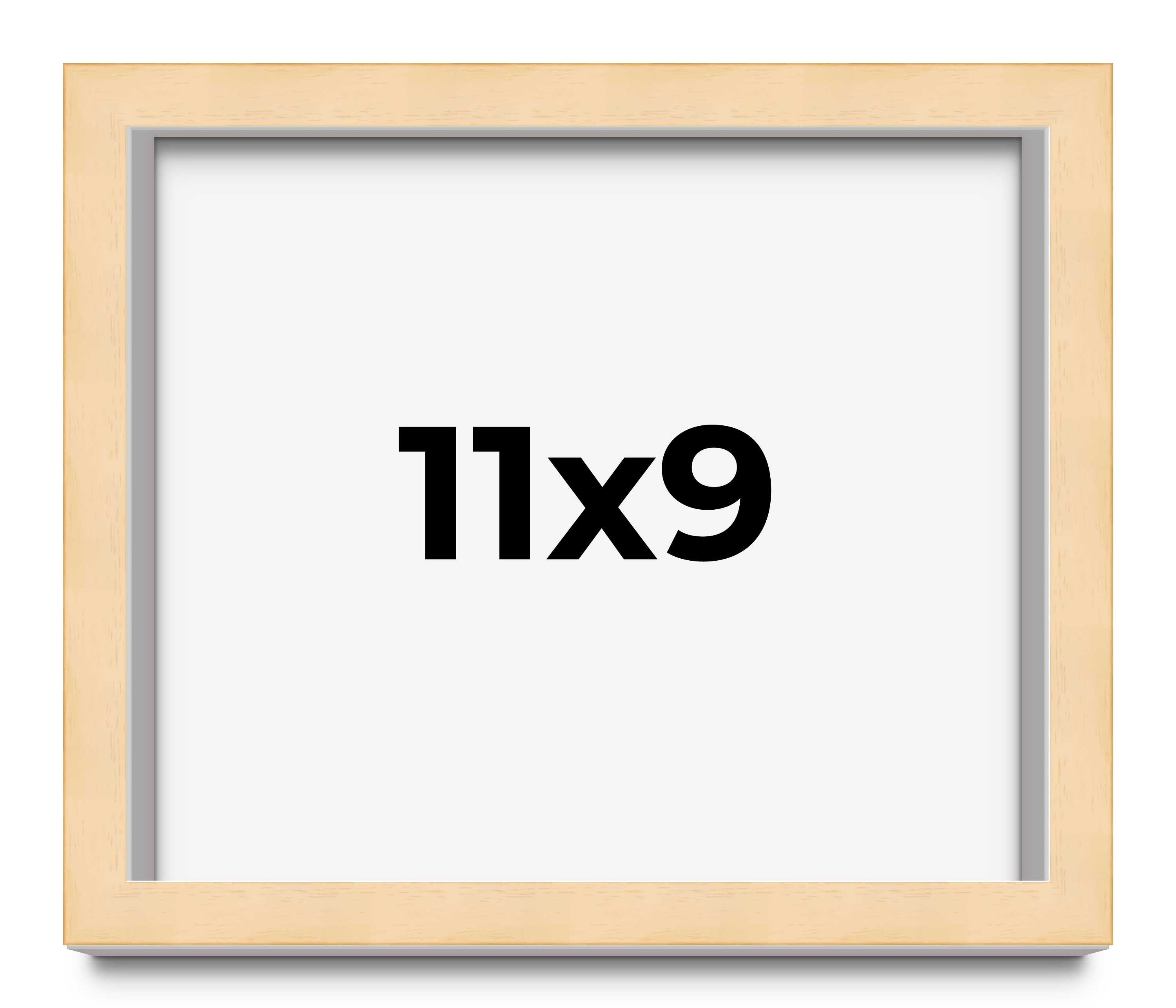 11×9 Frame Beige Real Wood Picture Frame Width 0.75 inches | Interior Frame Dept