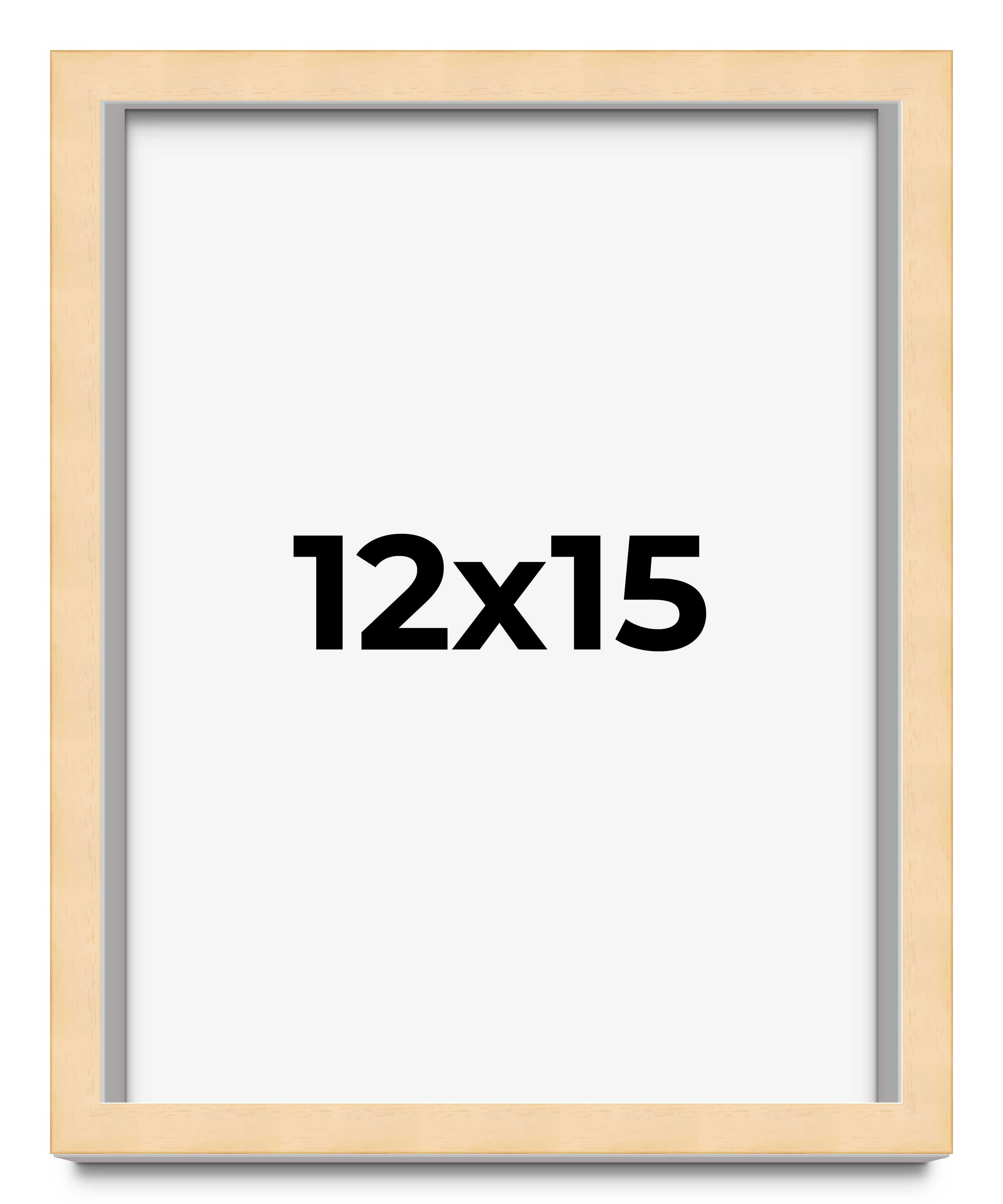 12×15 Frame Beige Real Wood Picture Frame Width 0.75 inches | Interior Frame Dep