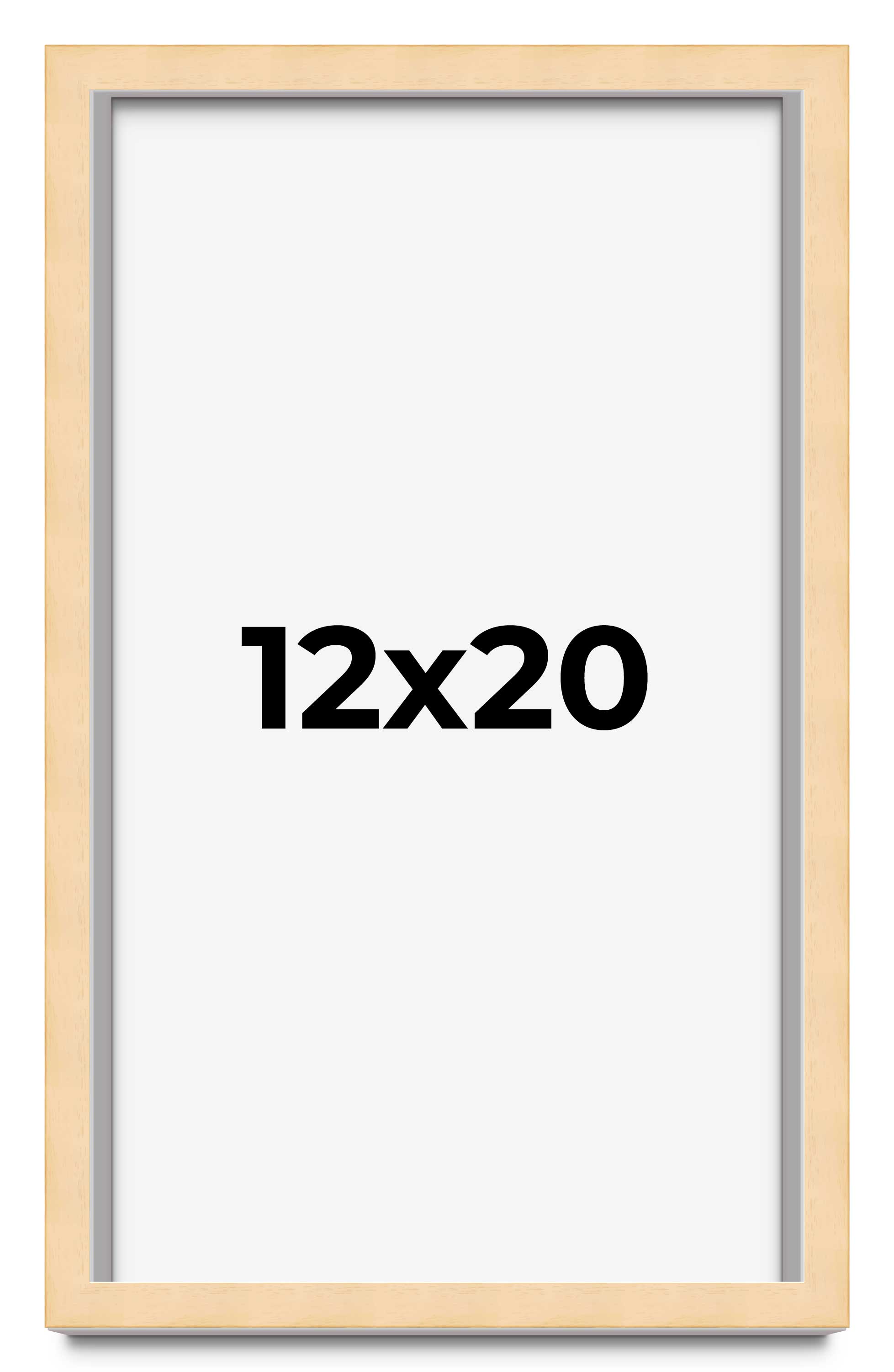 12×20 Frame Beige Real Wood Picture Frame Width 0.75 inches | Interior Frame Dep