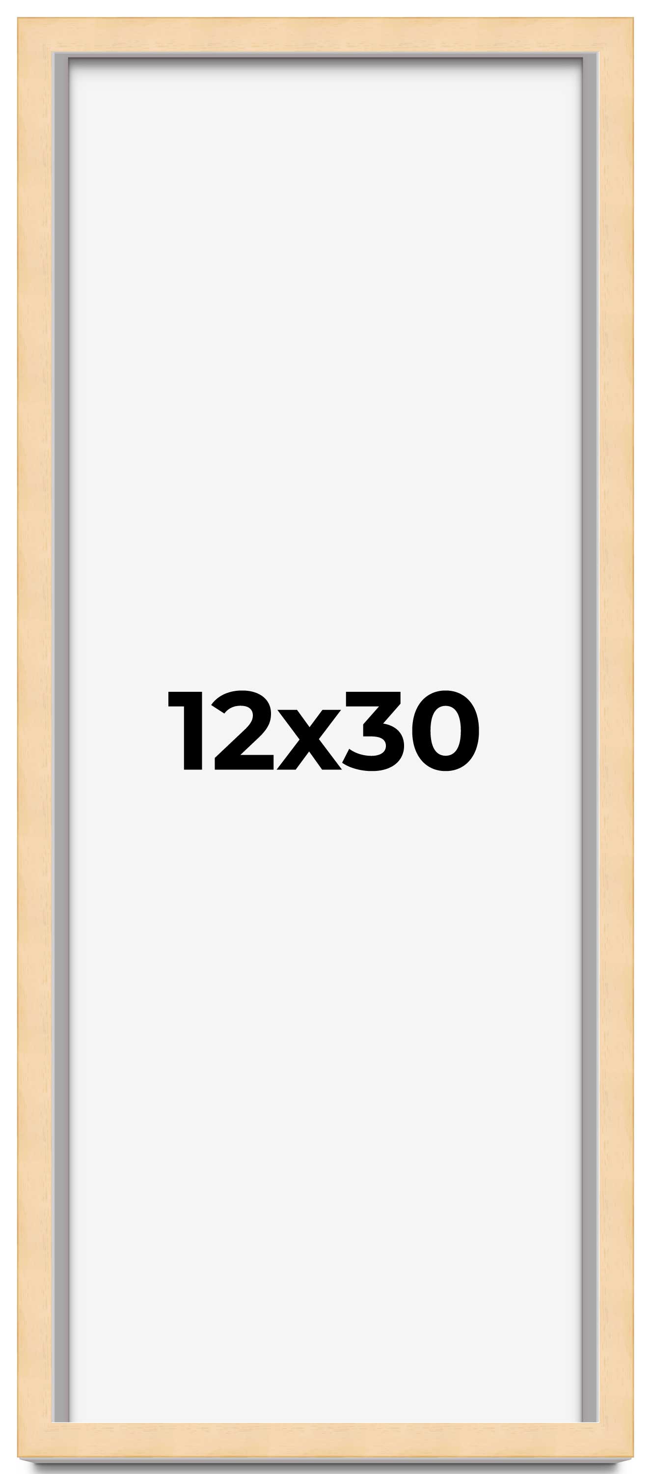 12×30 Frame Beige Real Wood Picture Frame Width 0.75 inches | Interior Frame Dep