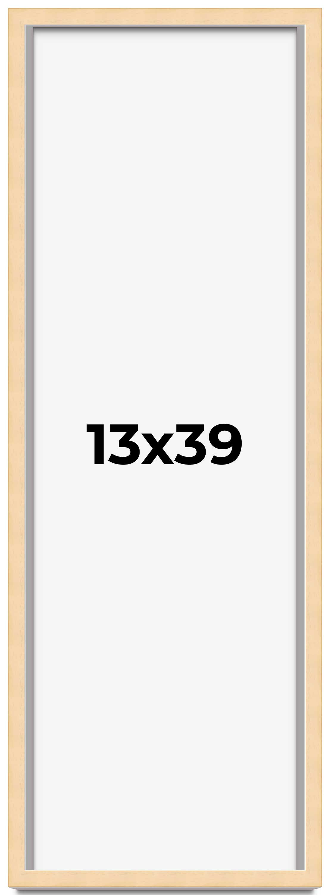 13×39 Frame Beige Real Wood Picture Frame Width 0.75 inches | Interior Frame Dep