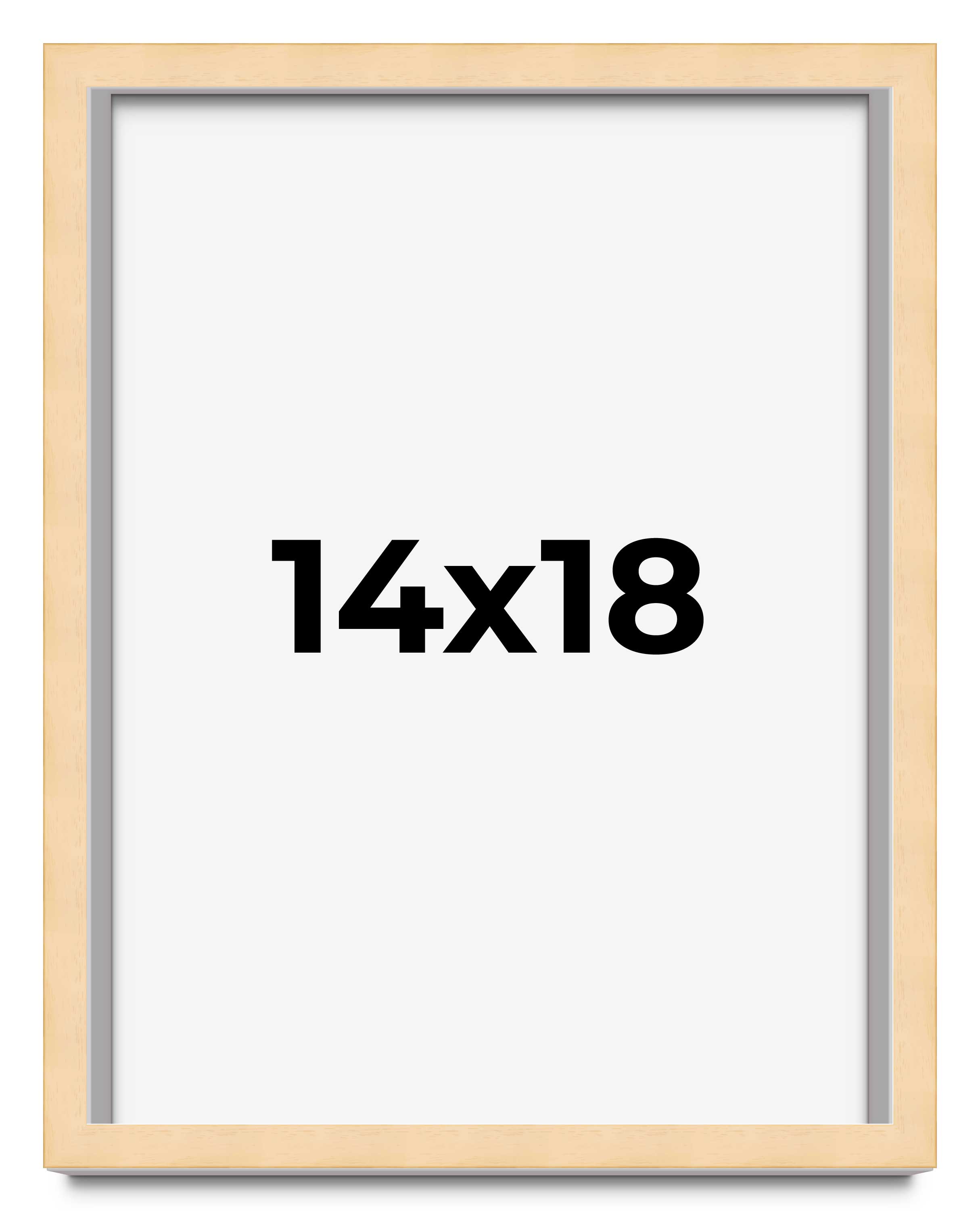 14x18 Frame Beige Real Wood Picture Frame Width 0.75 inches | Interior Frame Dep