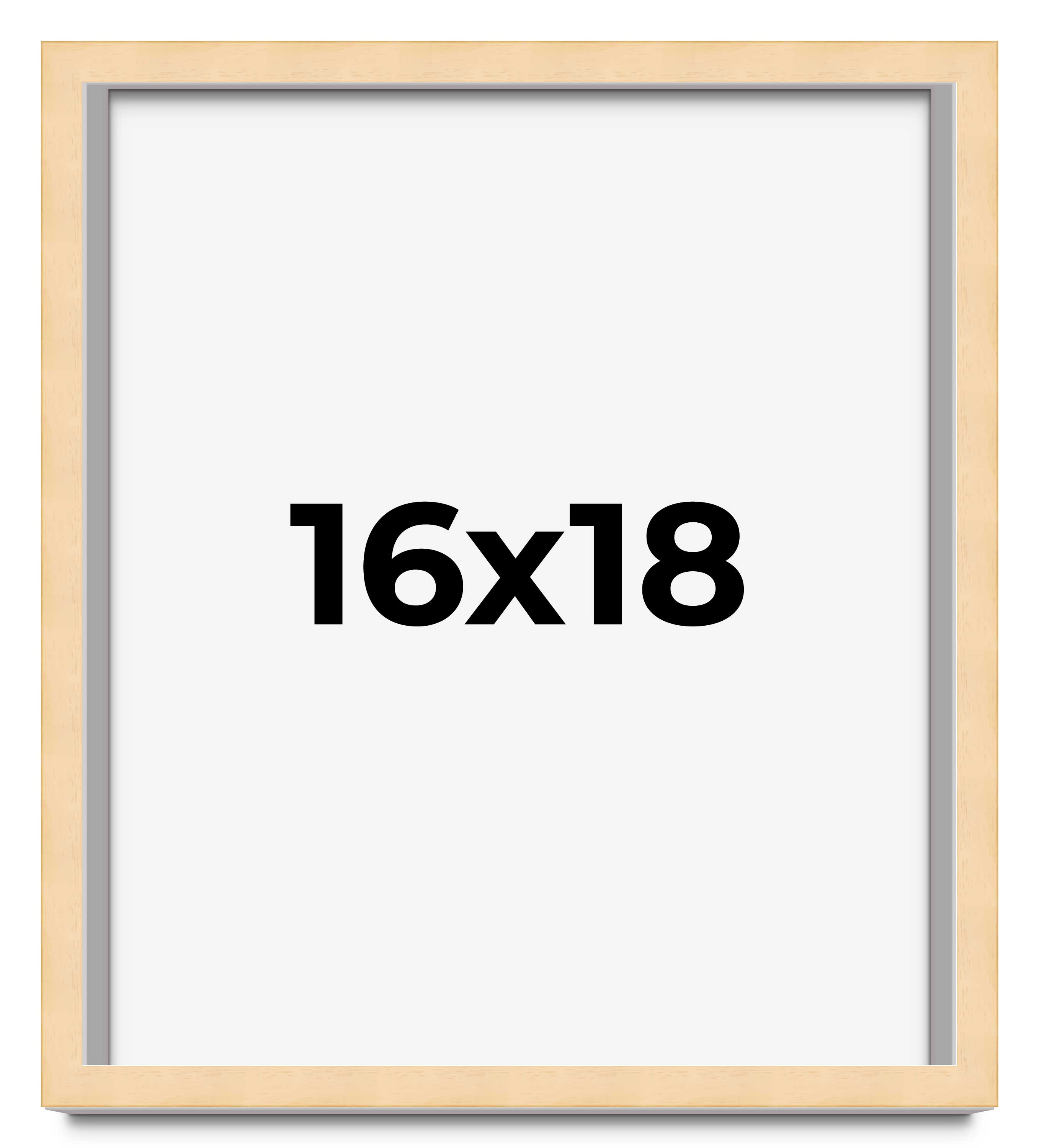 16×18 Frame Beige Real Wood Picture Frame Width 0.75 inches | Interior Frame Dep