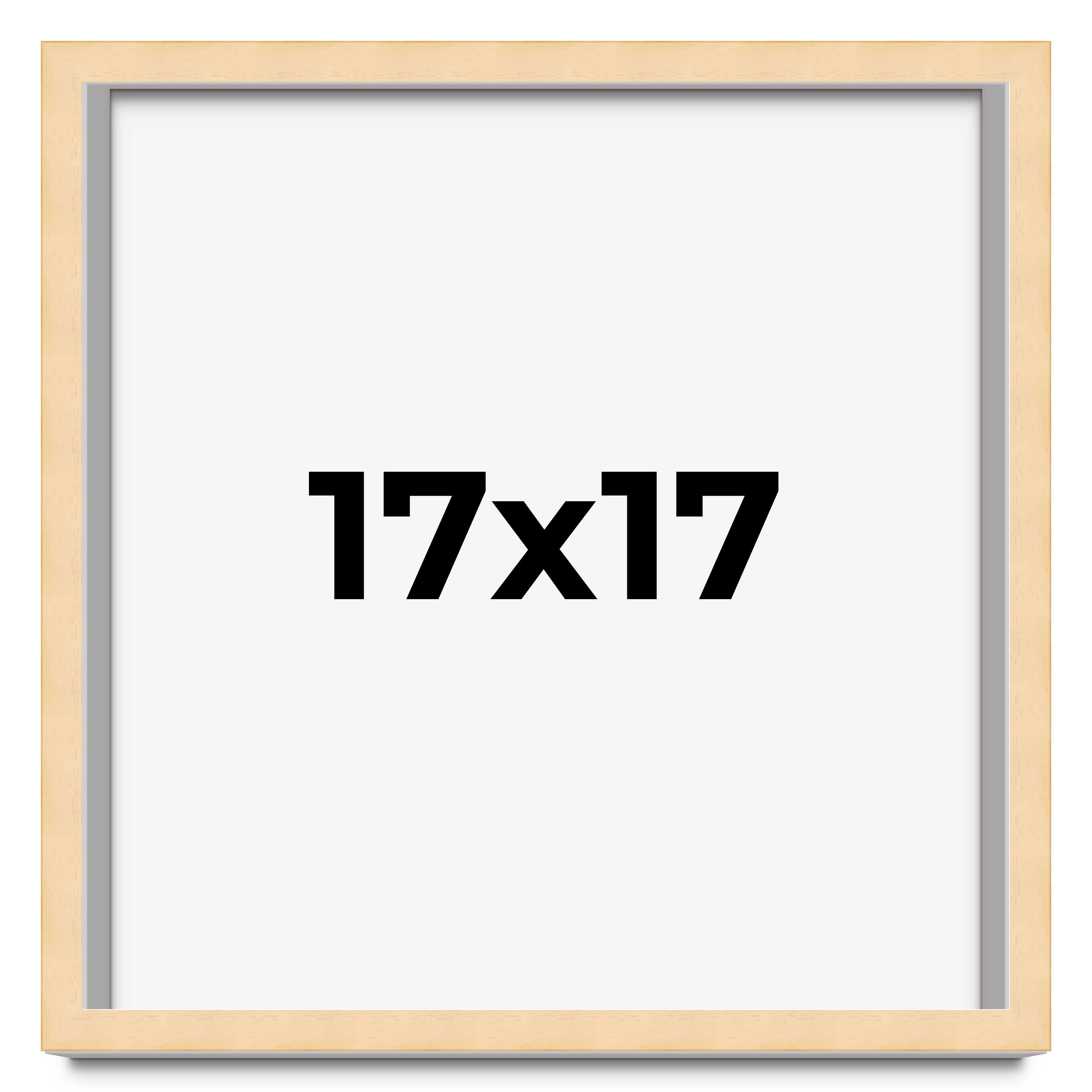 17x17 Rahmen Beige Echtholz Bilderrahmen Breite 0,75 cm | Innenrahmen Dep