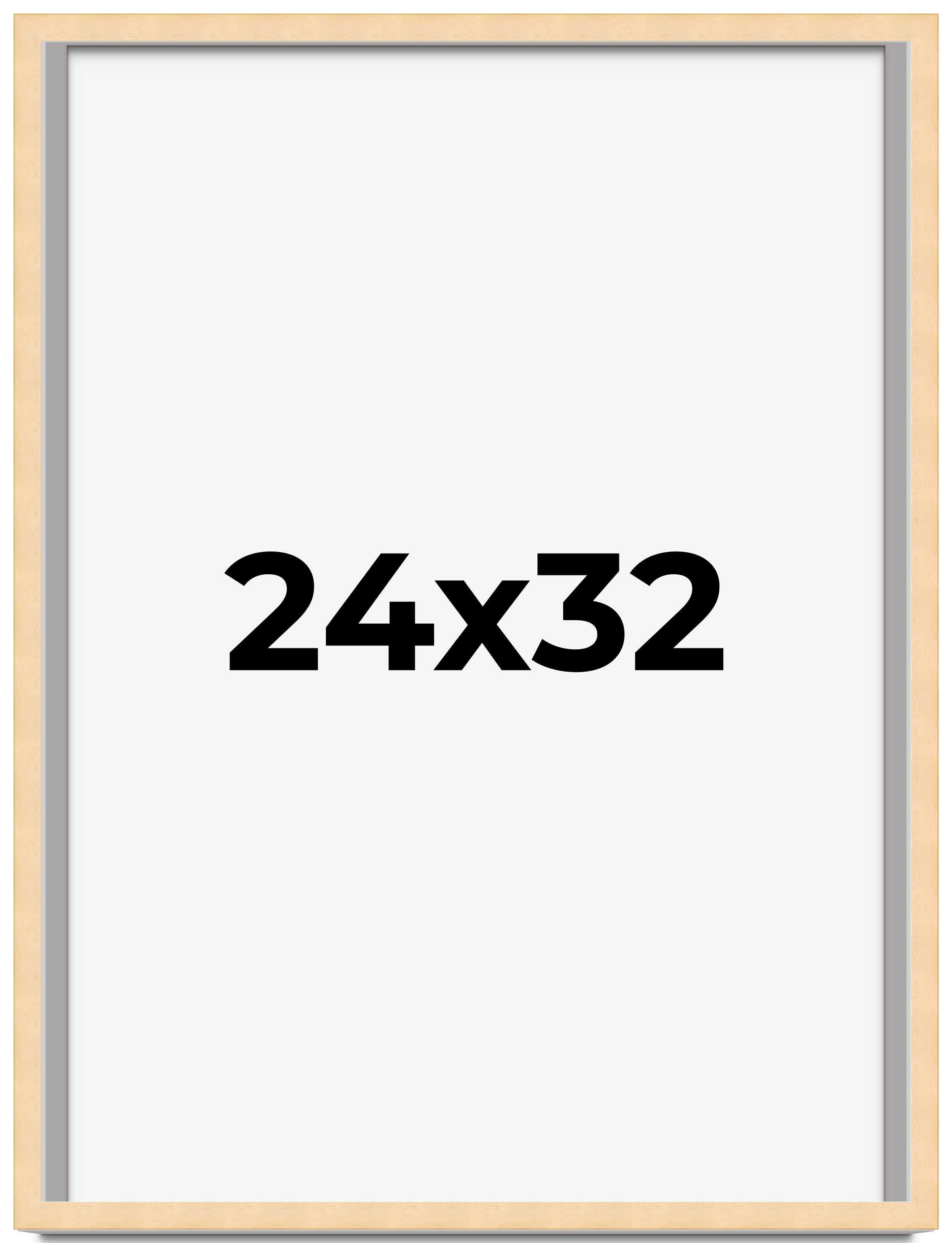 24x32 Frame Beige Real Wood Picture Frame Width 0.75 inches | Interior Frame Dep