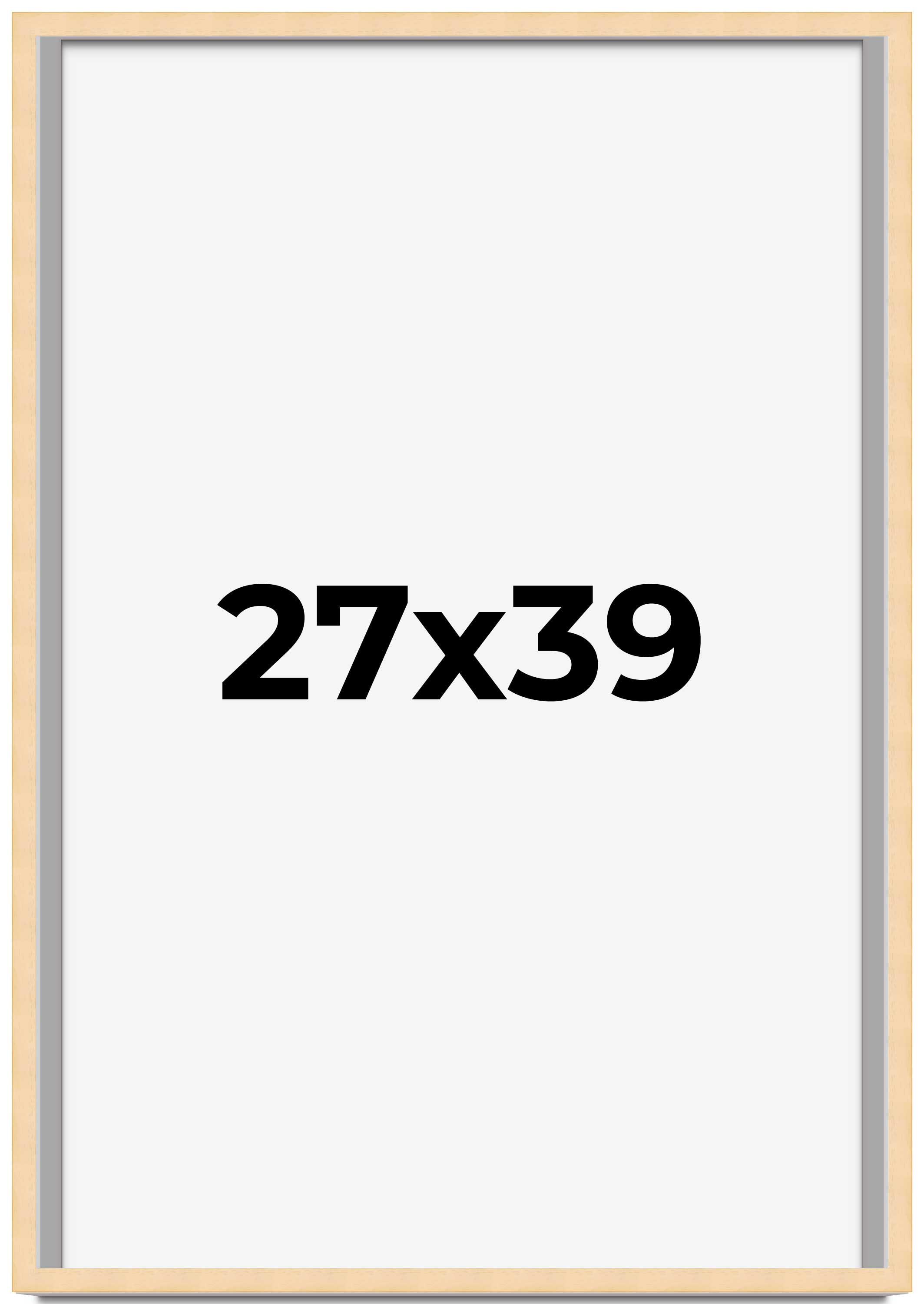 27×39 Frame Beige Real Wood Picture Frame Width 0.75 inches | Interior Frame Dep
