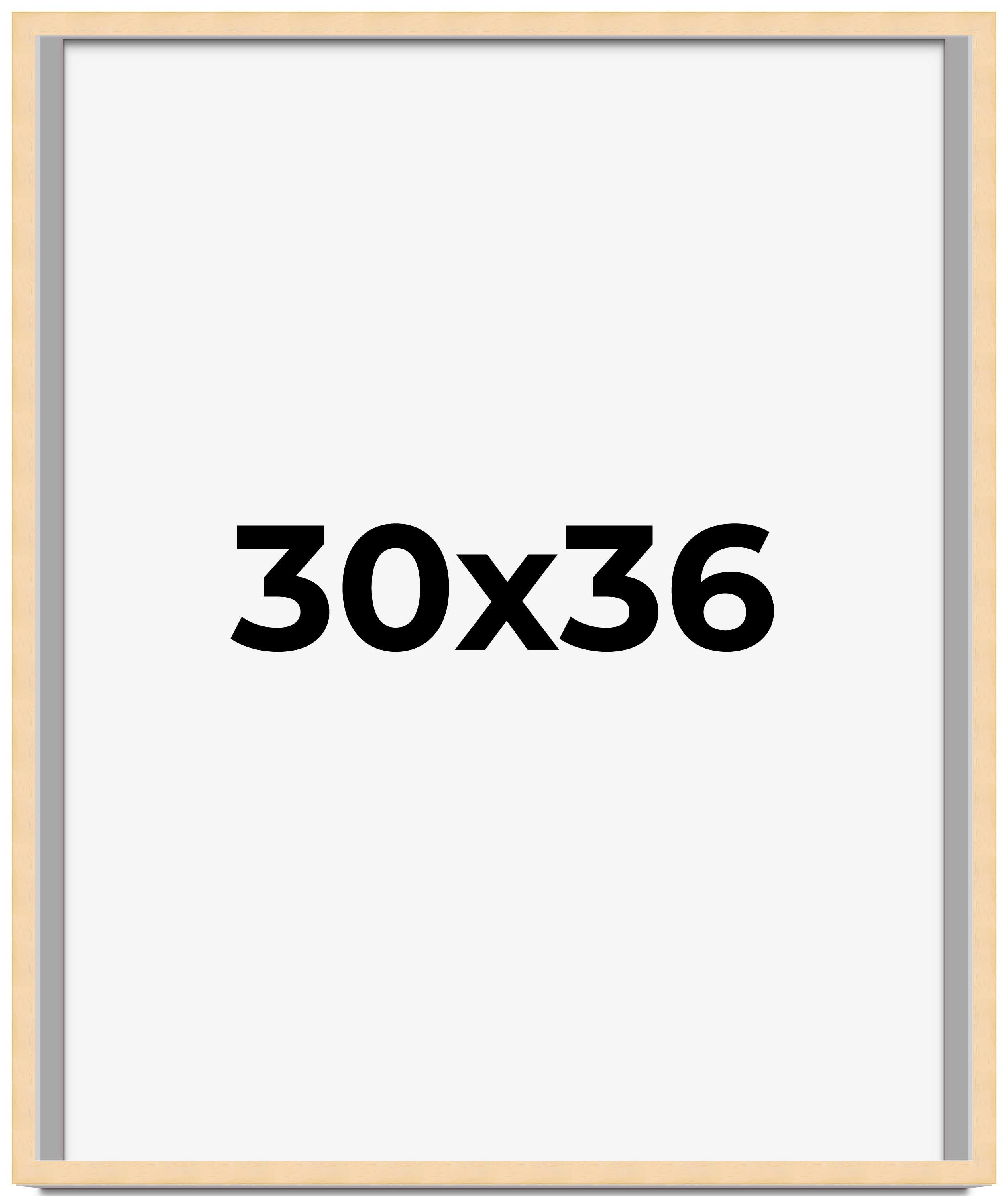 30×36 Frame Beige Real Wood Picture Frame Width 0.75 inches | Interior Frame Dep