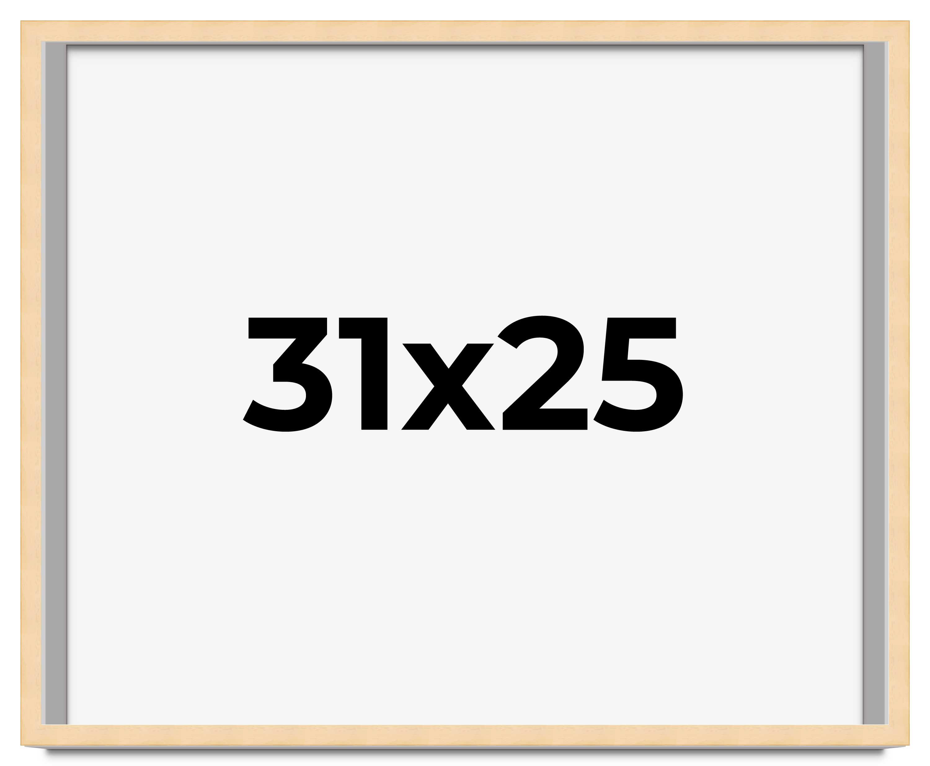 31×25 Frame Beige Real Wood Picture Frame Width 0.75 inches | Interior Frame Dep