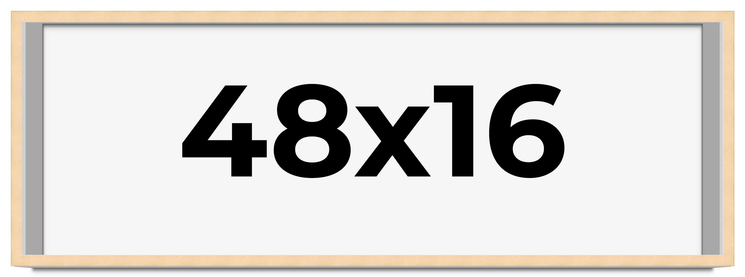 48×16 Frame Beige Real Wood Picture Frame Width 0.75 inches | Interior Frame Dep