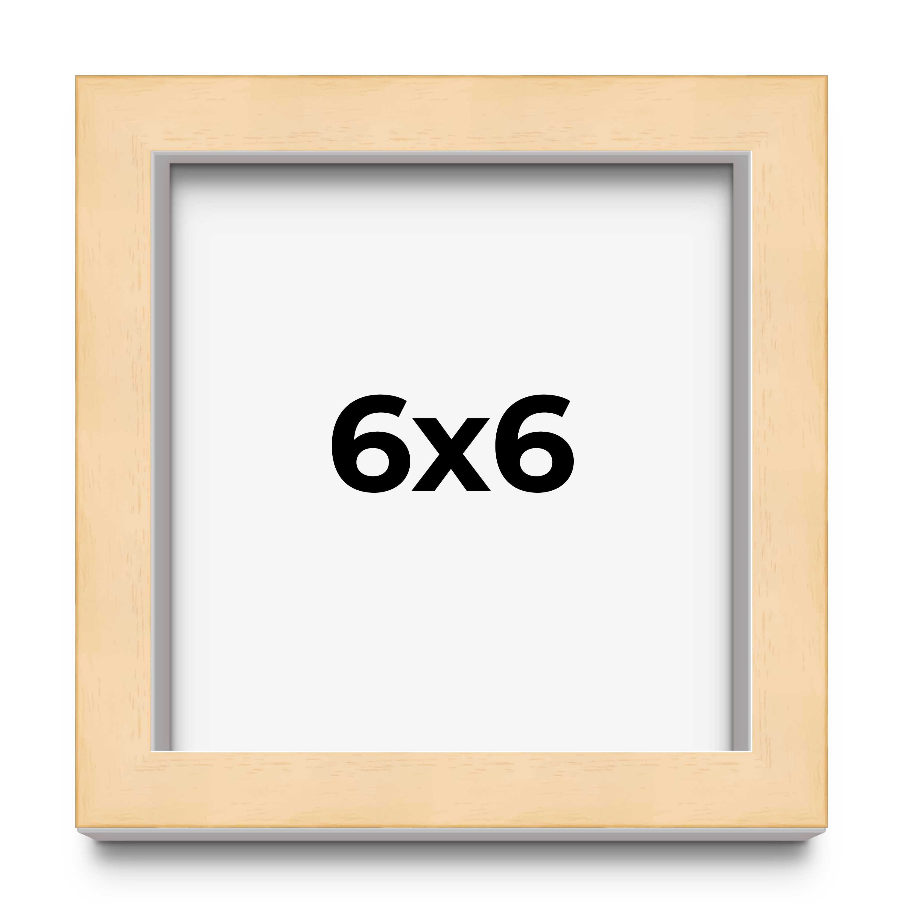 6x6 Frame Natural Brown Picture Frame Modern Photo Frame UV Acrylic, Acid Free