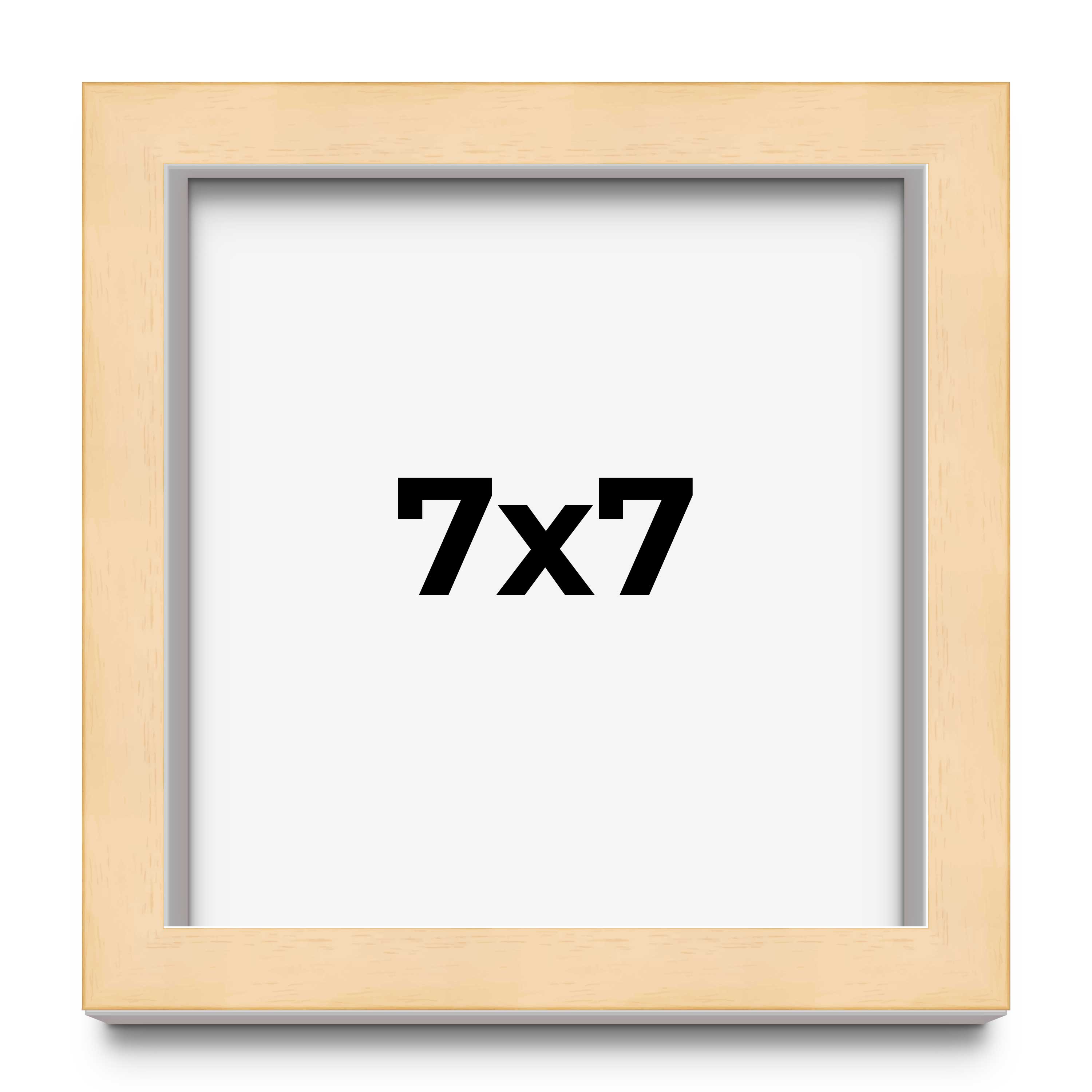 7×7 Frame Beige Real Wood Picture Frame Width 0.75 inches | Interior Frame Depth