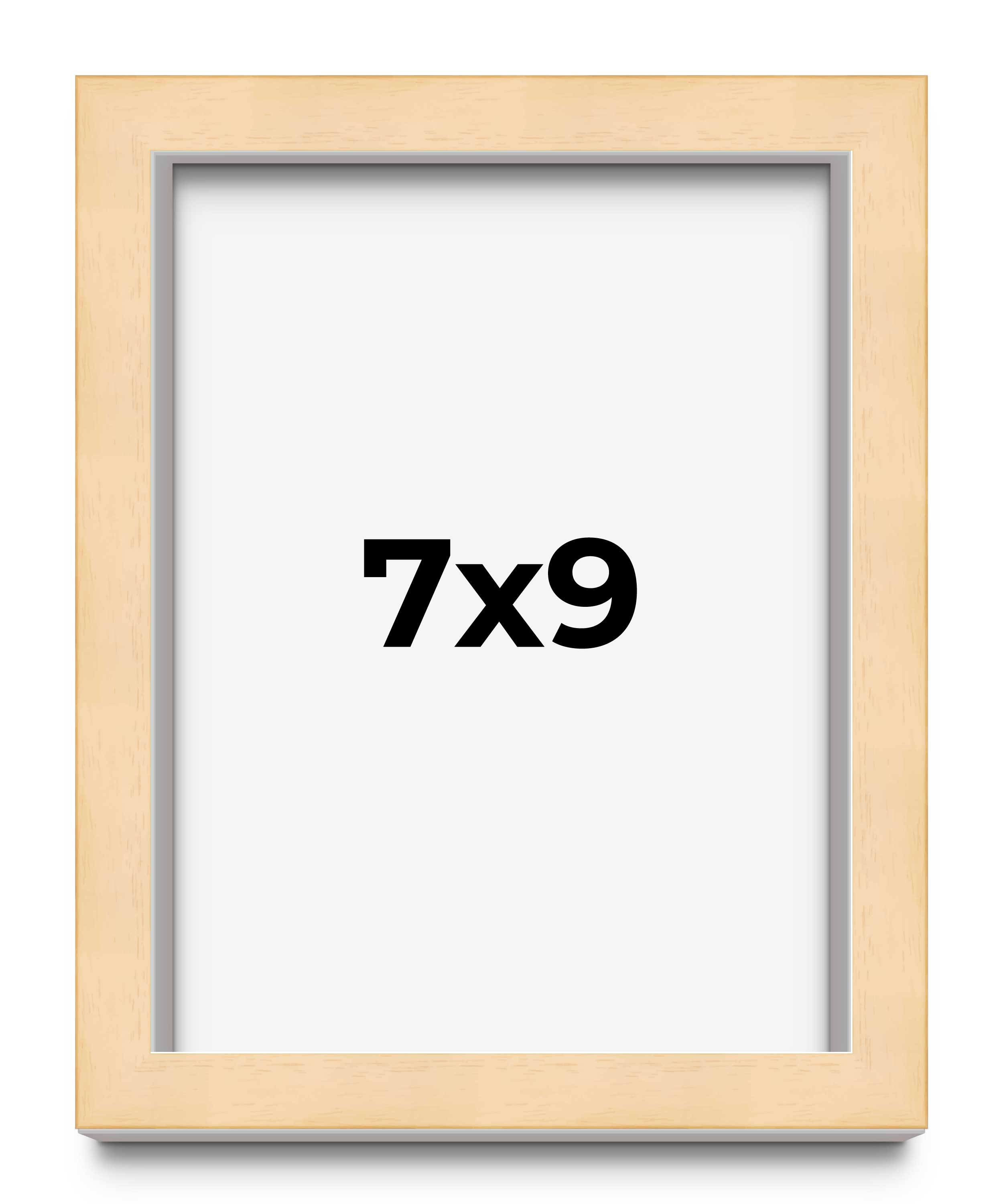 7x9 Frame Beige Real Wood Picture Frame Width 0.75 inches | Interior Frame Depth main product image