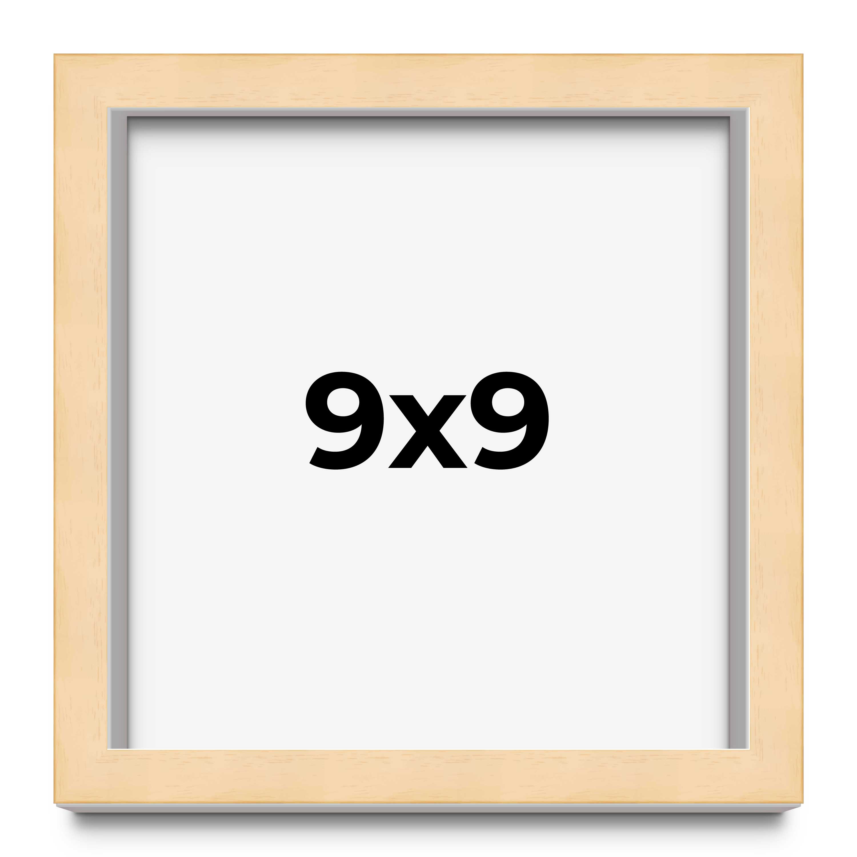 9x9 Frame Beige Real Wood Picture Frame Width 0.75 inches | Interior Frame Depth main product image
