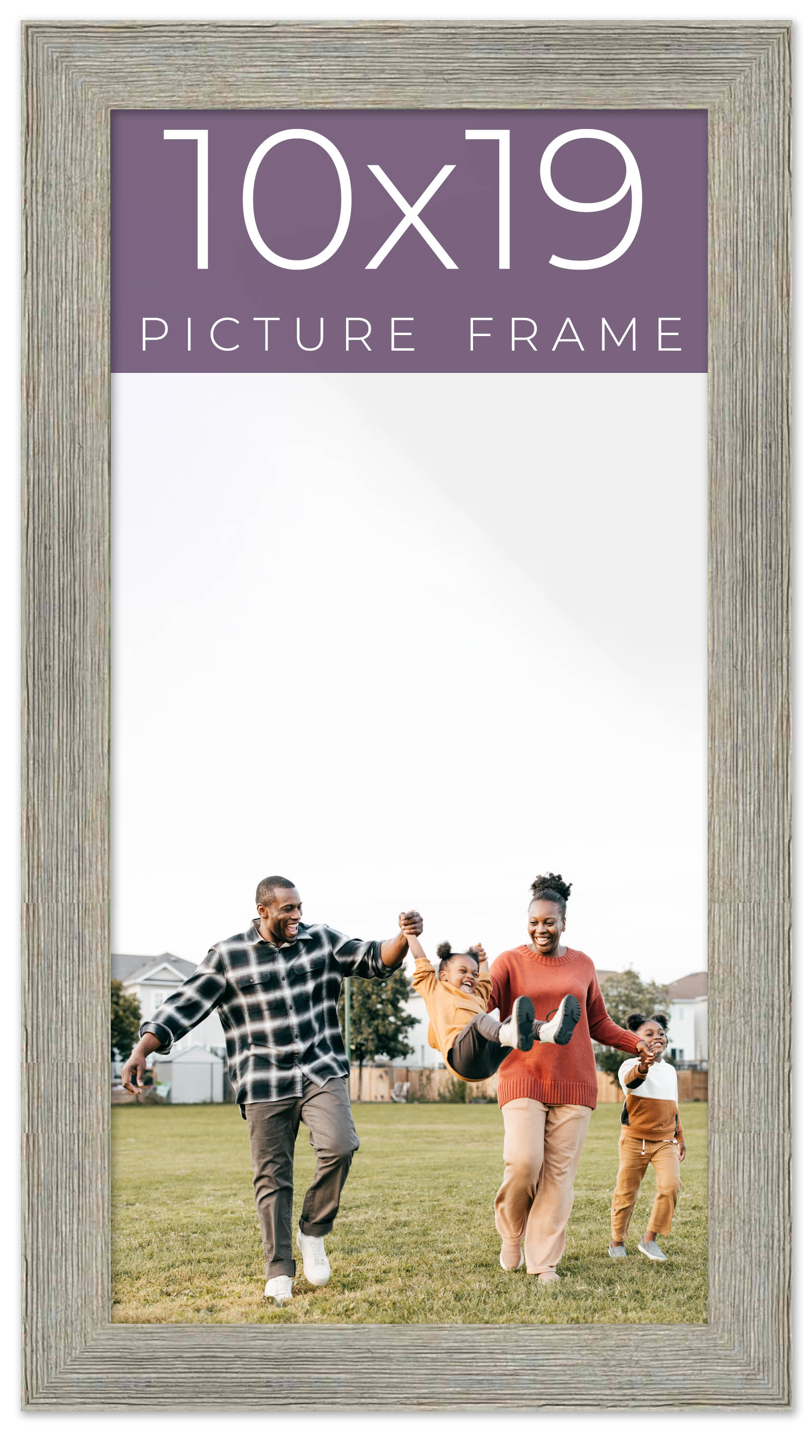 10x19 Frame Grey Real Wood Picture Frame Width 1.5 Inches | Interior Frame Depth main product image