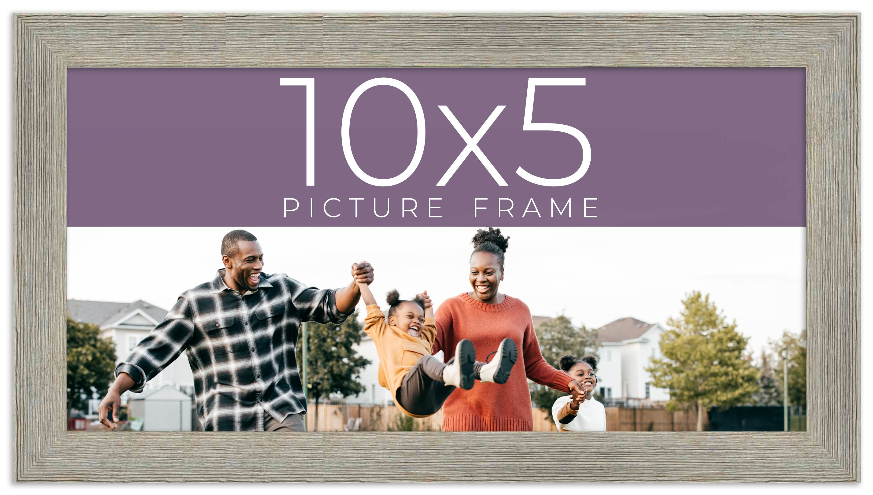10×5 IN Frame Grey Real Wood Picture Frame Width 1.5 Inches | Interior Frame Dep