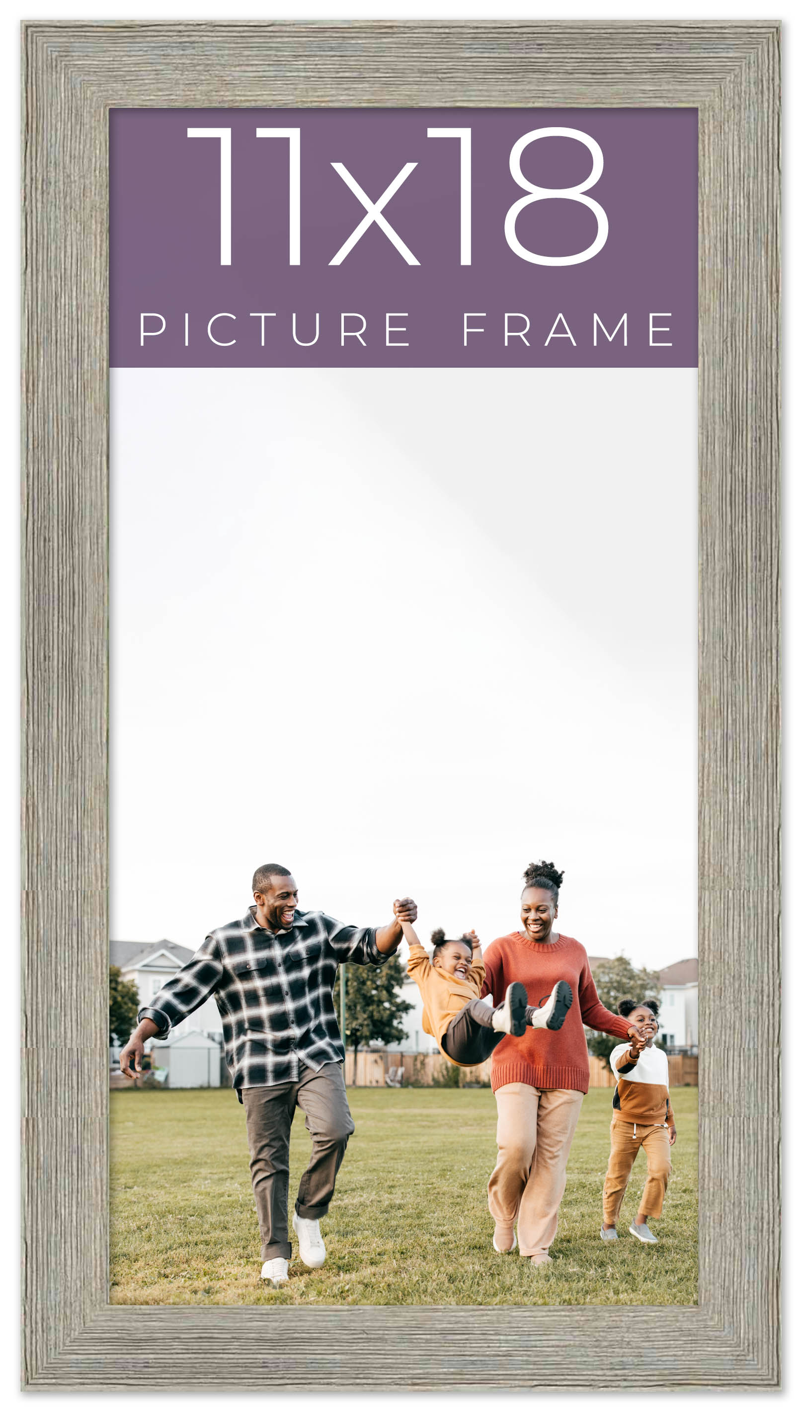 11x18 Frame Grey Real Wood Picture Frame Width 1.5 Inches | Interior Frame Depth main product image