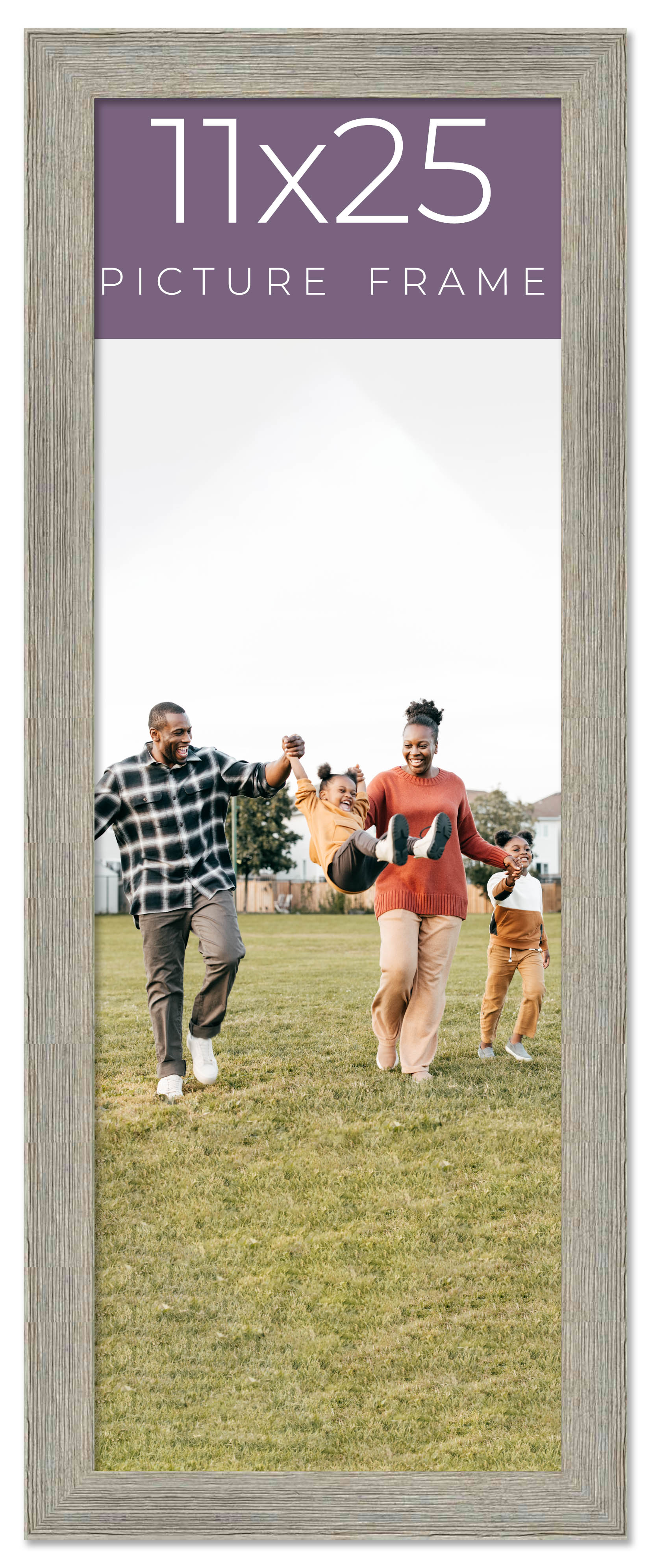 11×25 Frame Grey Real Wood Picture Frame Width 1.5 Inches | Interior Frame Depth