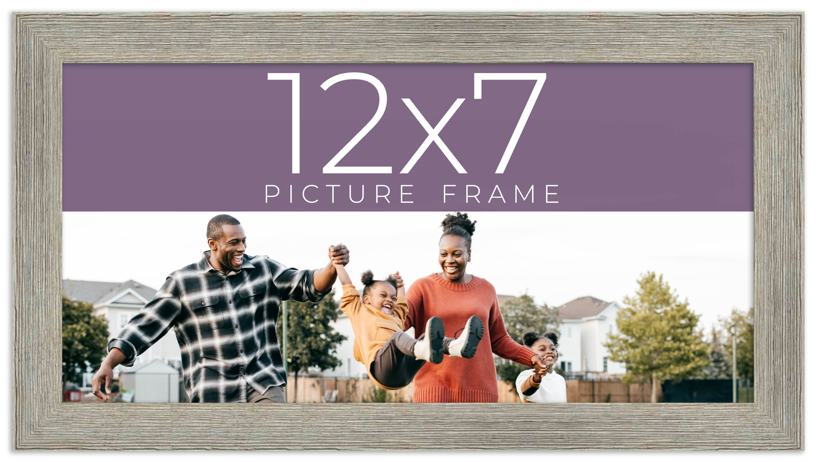 12x7 Frame Grey Real Wood Picture Frame Width 1.5 Inches | Interior Frame Depth main product image