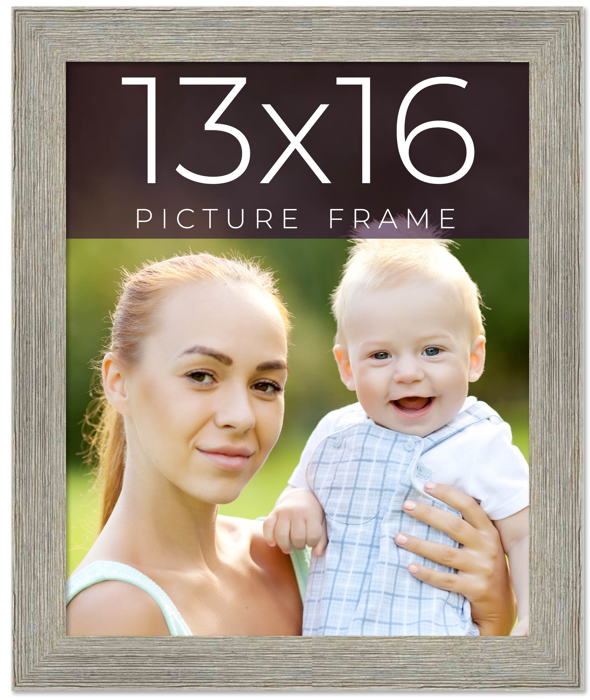 13×16 Frame Grey Real Wood Picture Frame Width 1.5 Inches | Interior Frame Depth
