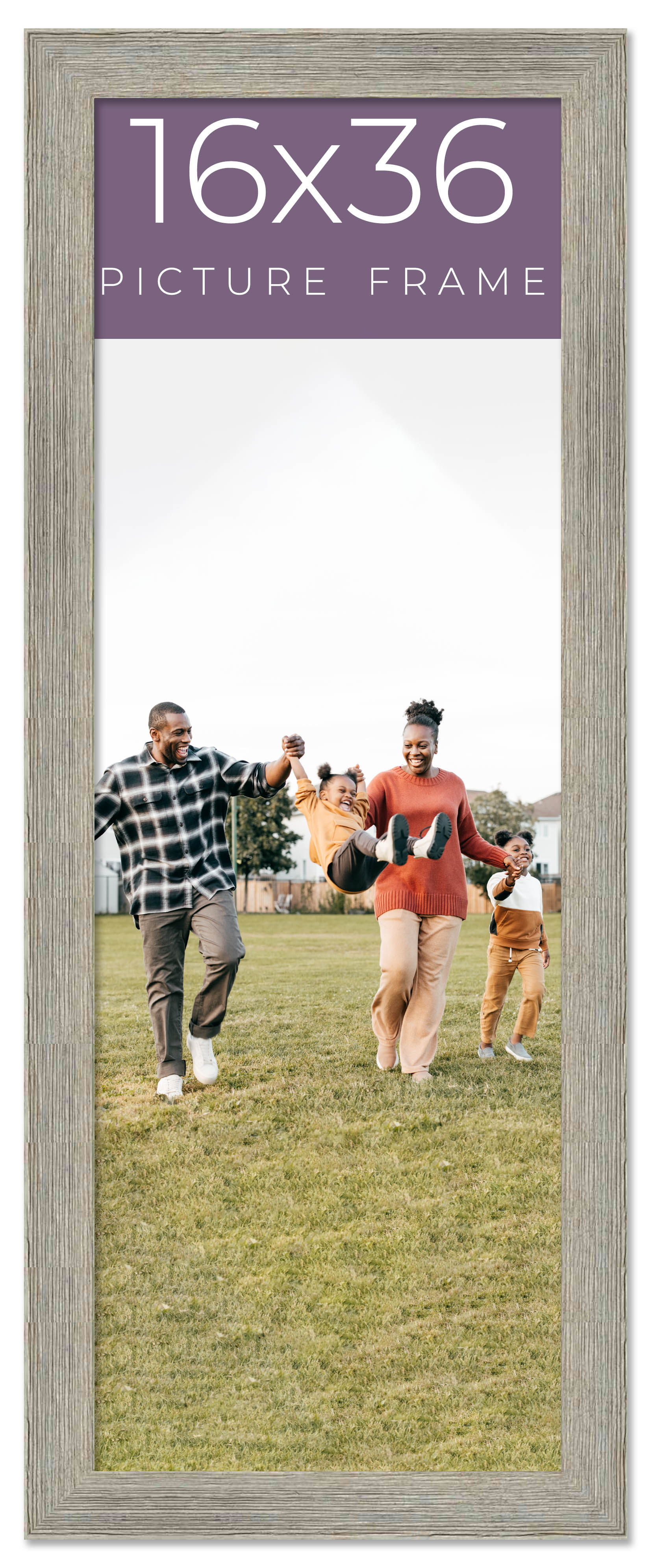 16x36 Frame Grey Real Wood Picture Frame Width 1.5 Inches | Interior Frame Depth main product image