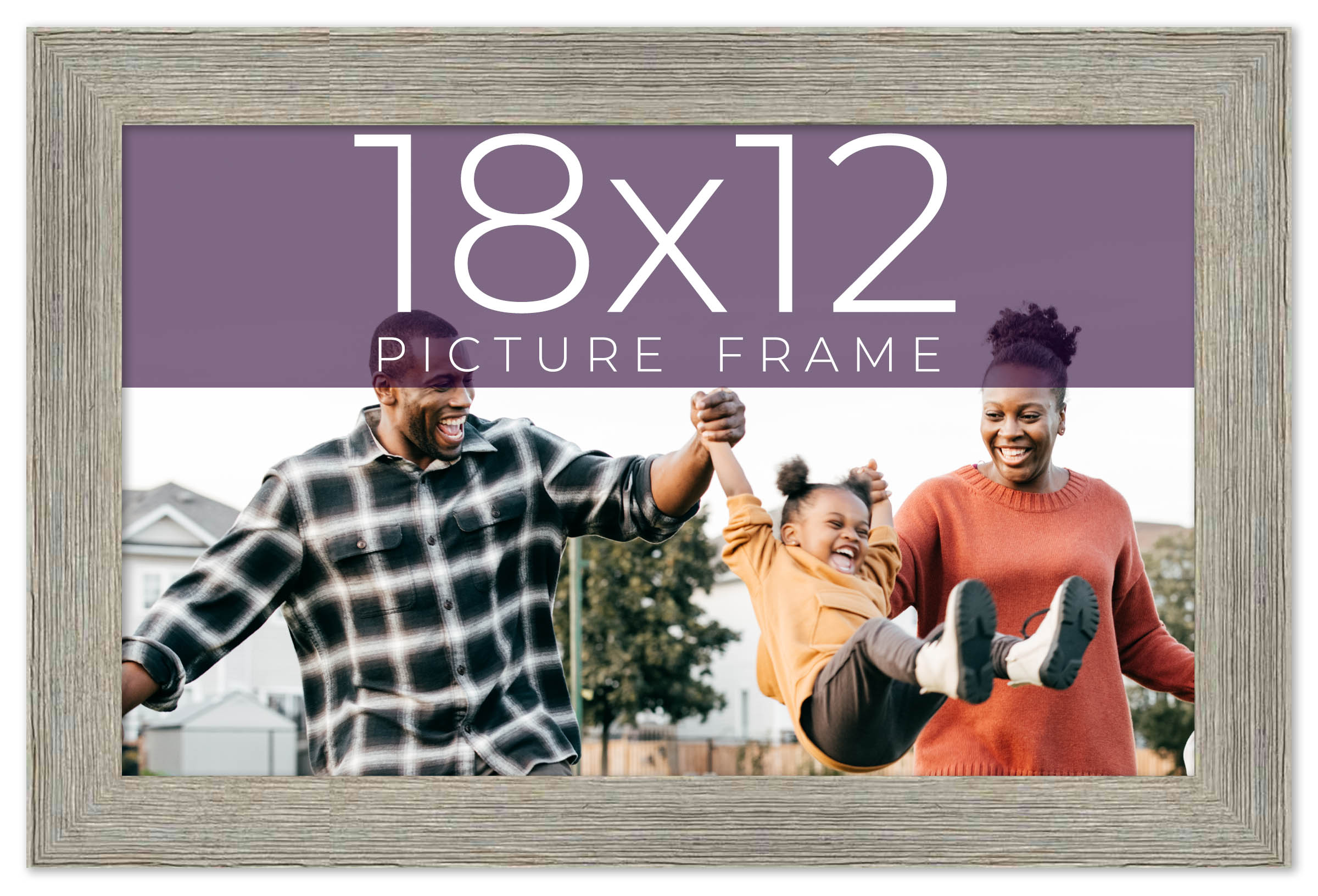 18×12 Frame Grey Real Wood Picture Frame Width 1.5 Inches | Interior Frame Depth
