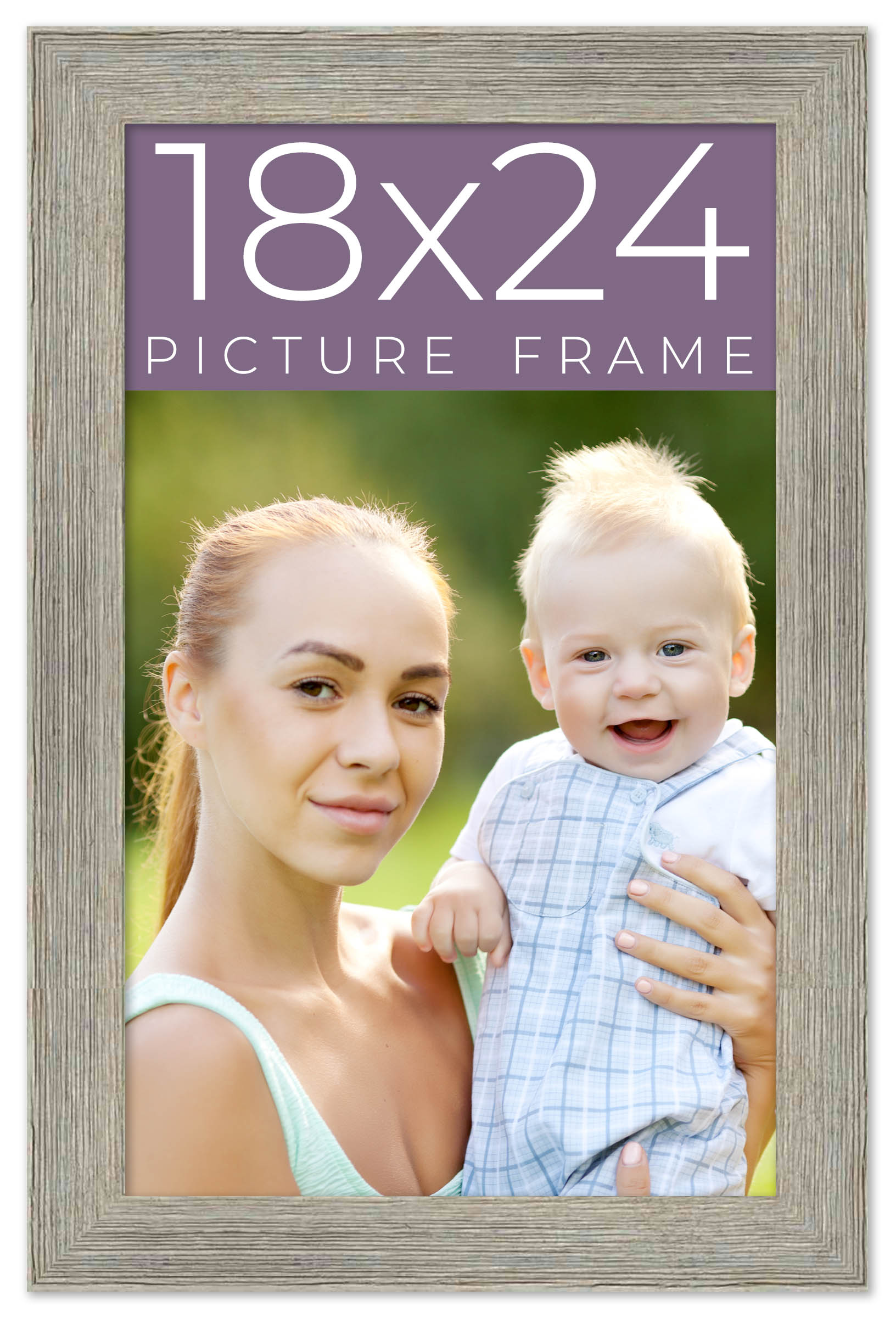 18x24 Frame Grey Real Wood Picture Frame Width 1.5 Inches | Interior Frame Depth main product image