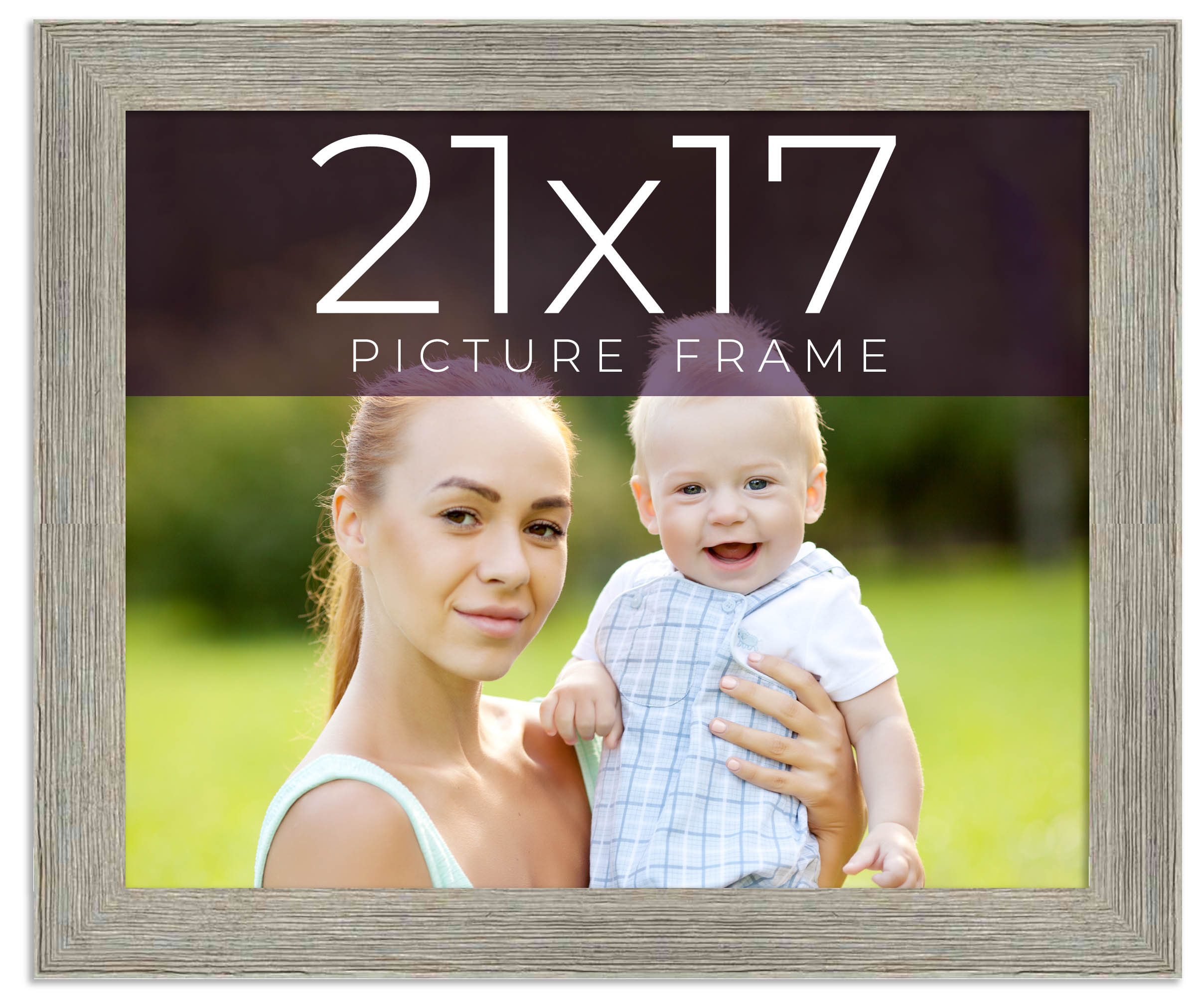 21x17 Frame Grey Real Wood Picture Frame Width 1.5 Inches | Interior Frame Depth main product image