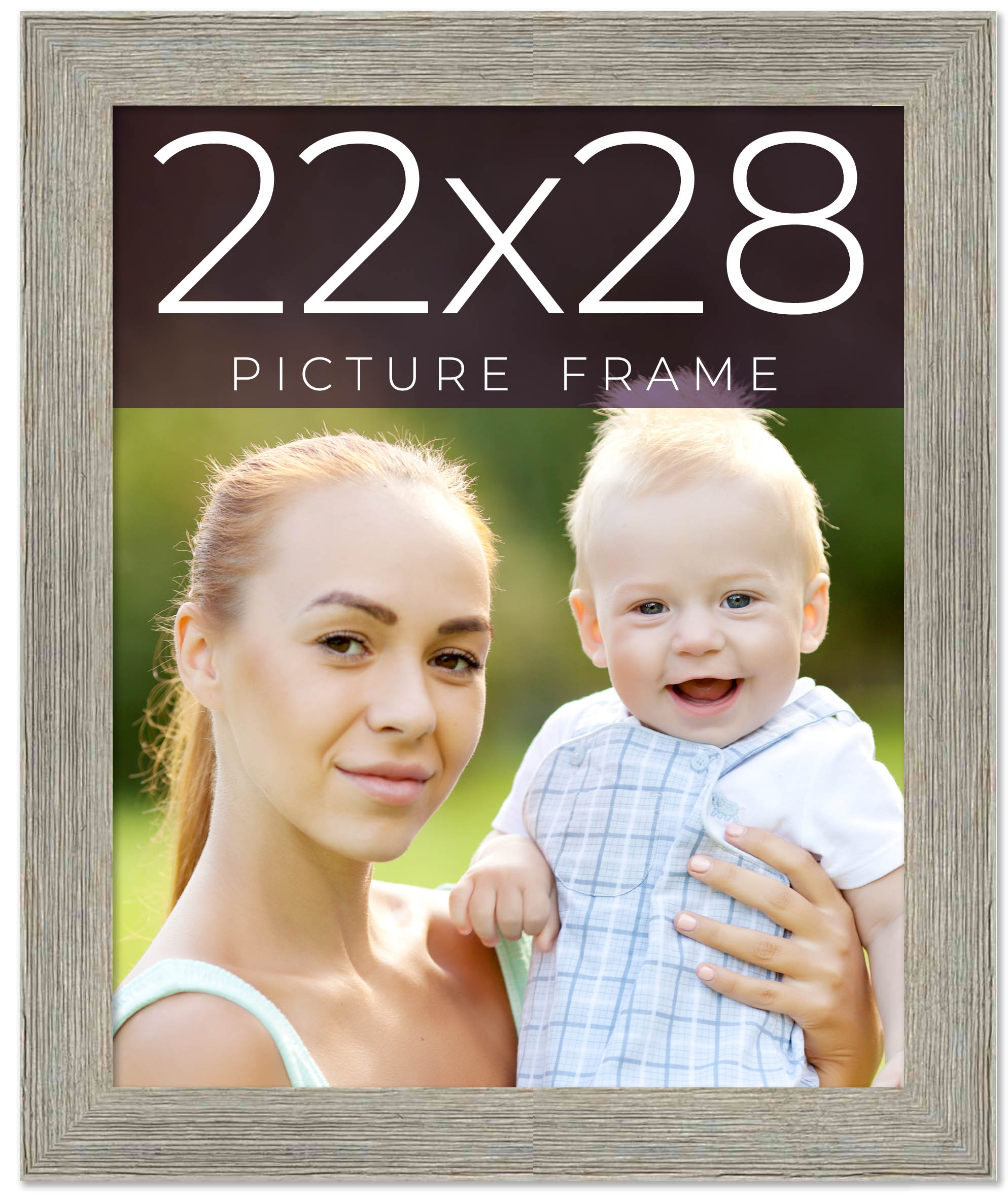 22x28 Frame Grey Real Wood Picture Frame Width 1.5 Inches | Interior Frame Depth main product image