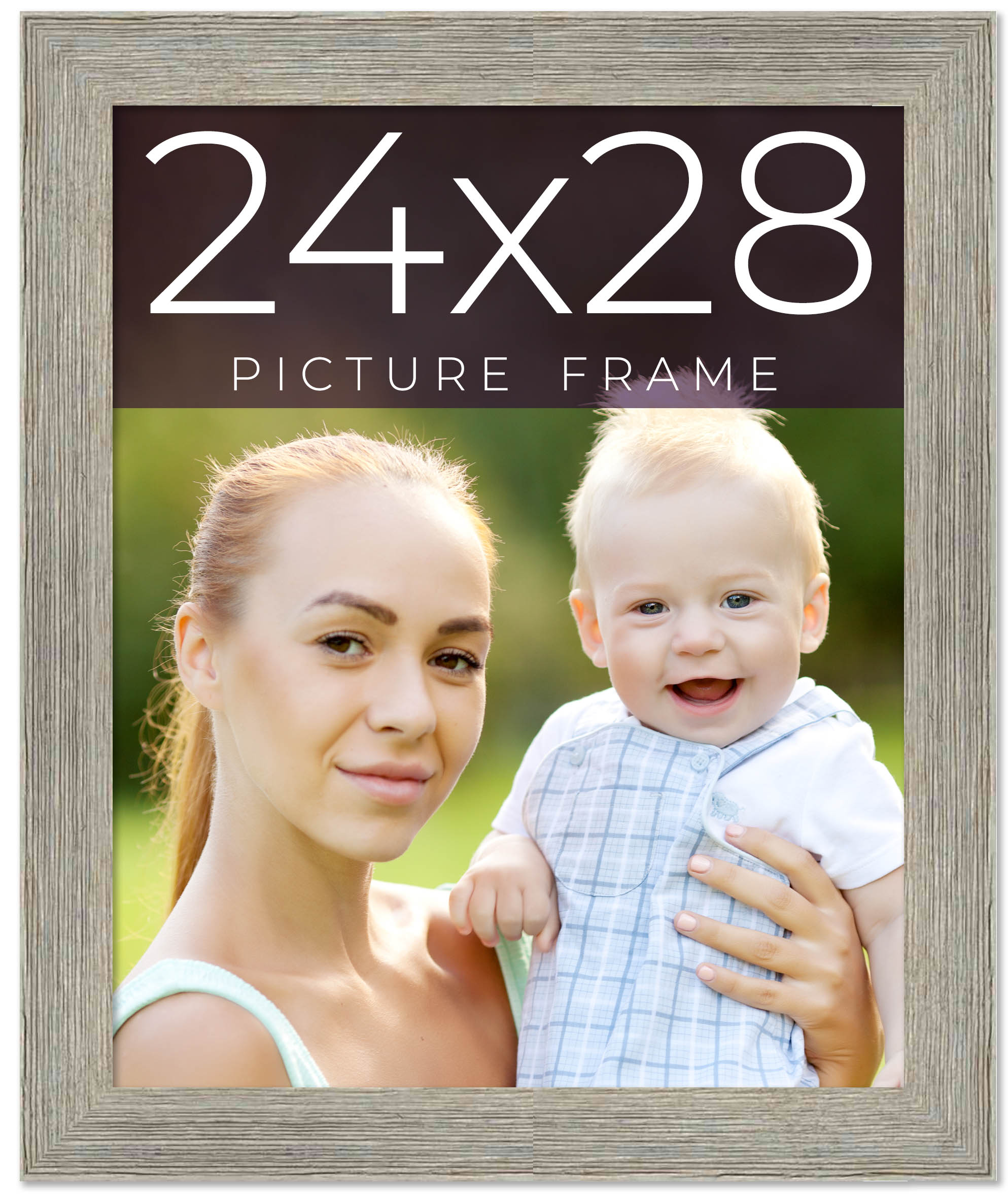 24x28 Frame Grey Real Wood Picture Frame Width 1.5 Inches | Interior Frame Depth main product image
