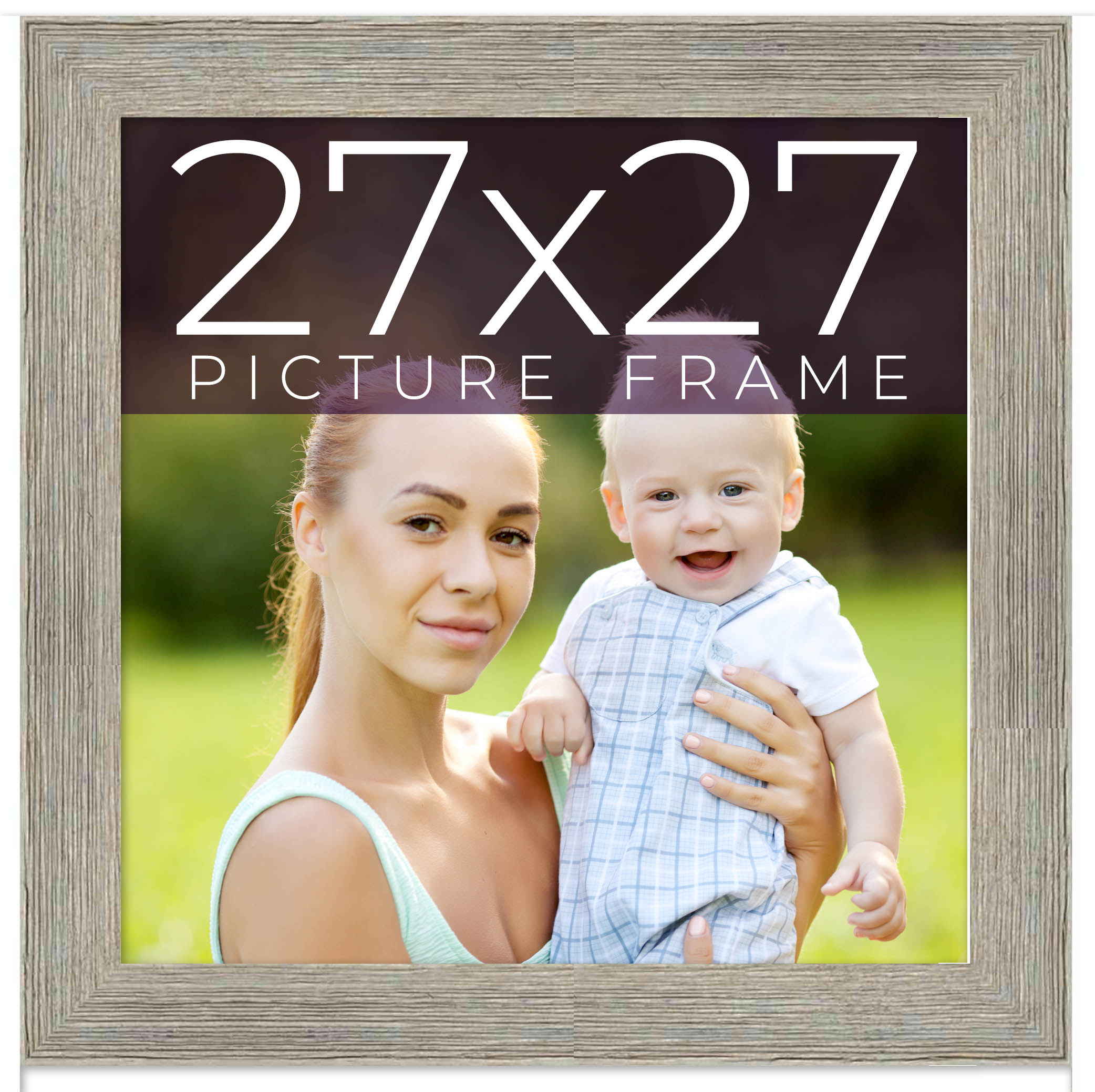 27x27 Frame Grey Real Wood Picture Frame Width 1.5 Inches | Interior Frame Depth main product image