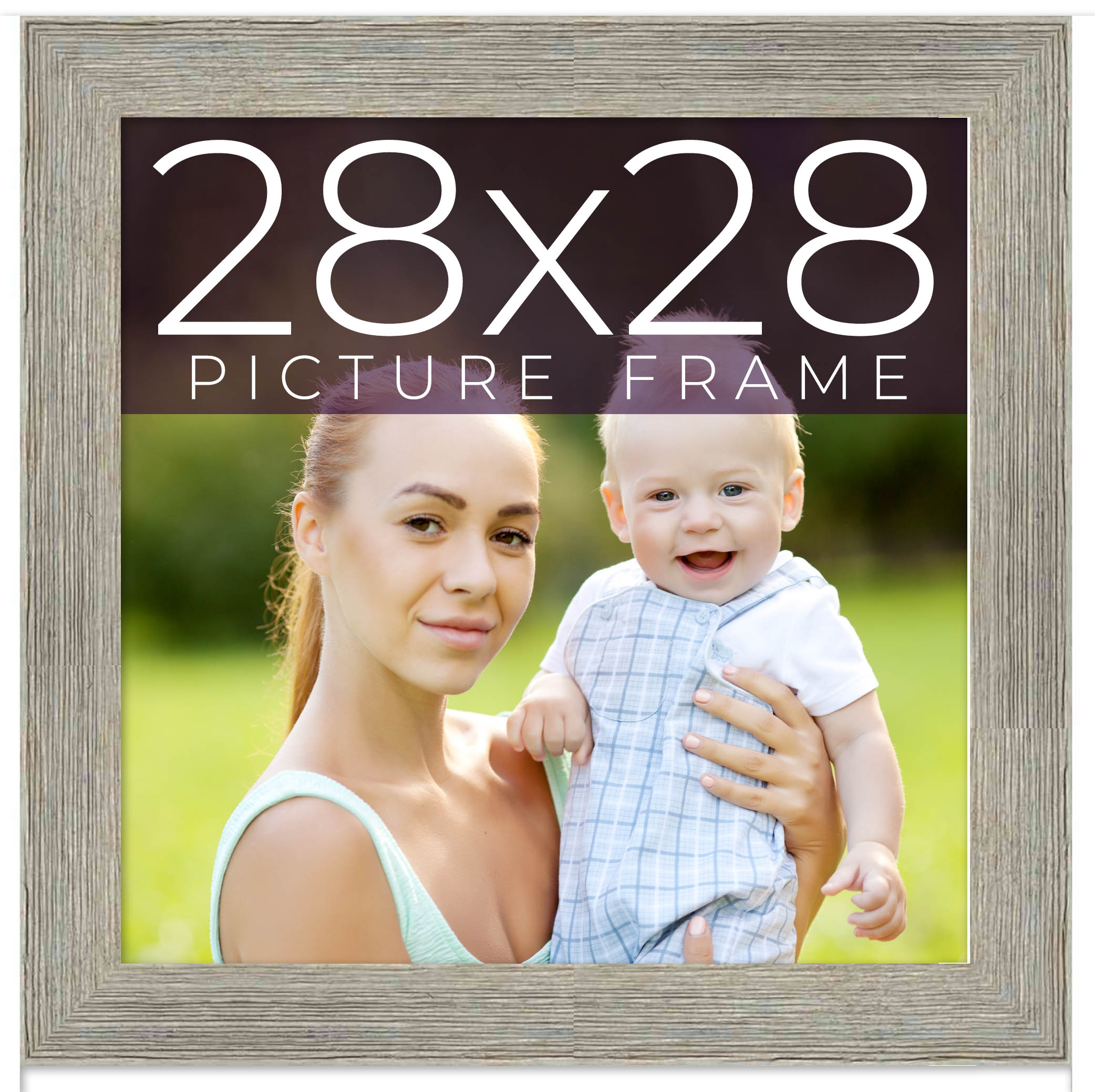 28x28 Frame Grey Real Wood Picture Frame Width 1.5 Inches | Interior Frame Depth main product image