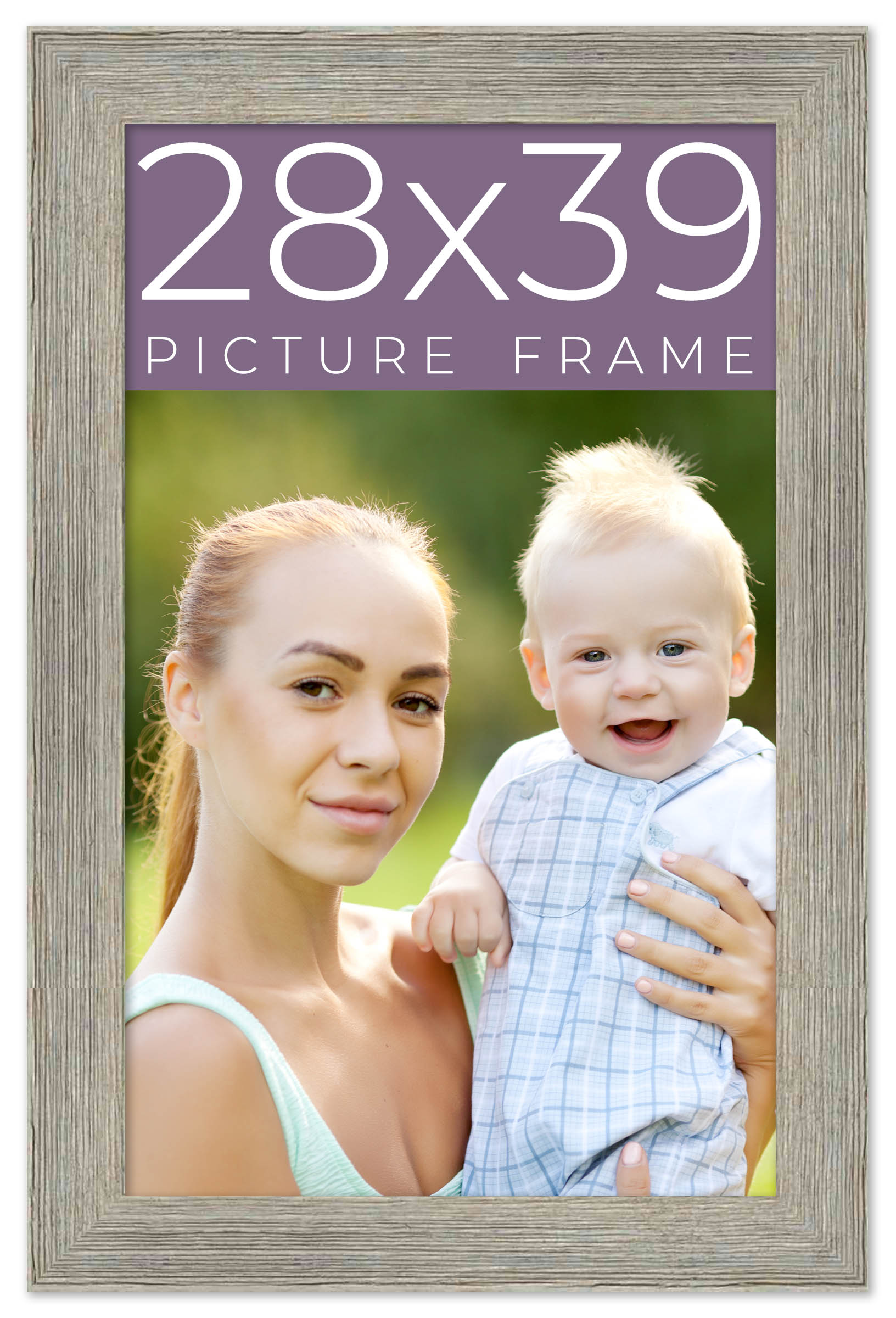 28x39 Frame Grey Real Wood Picture Frame Width 1.5 Inches | Interior Frame Depth main product image