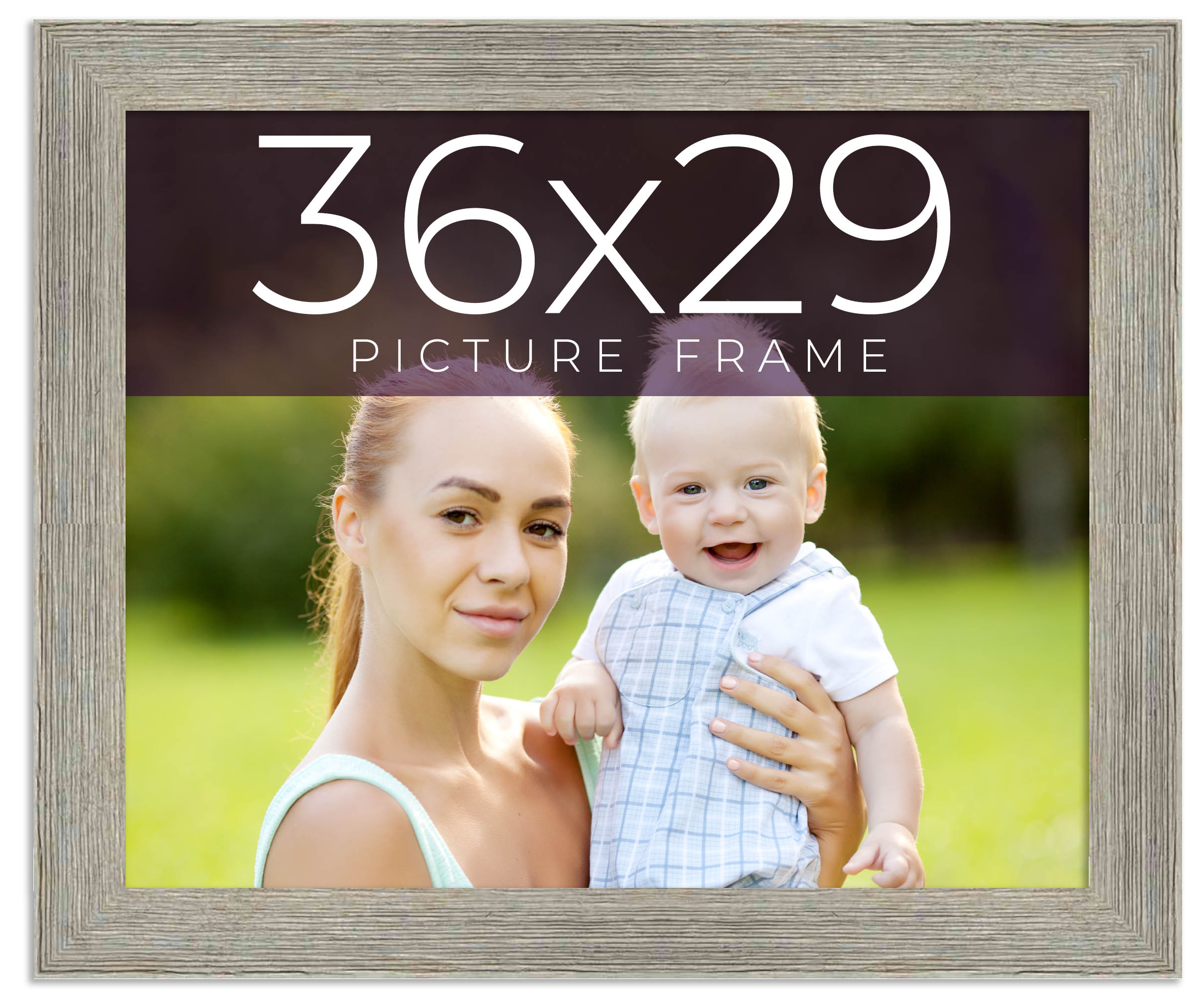 36x29 Frame Grey Real Wood Picture Frame Width 1.5 Inches | Interior Frame Depth main product image