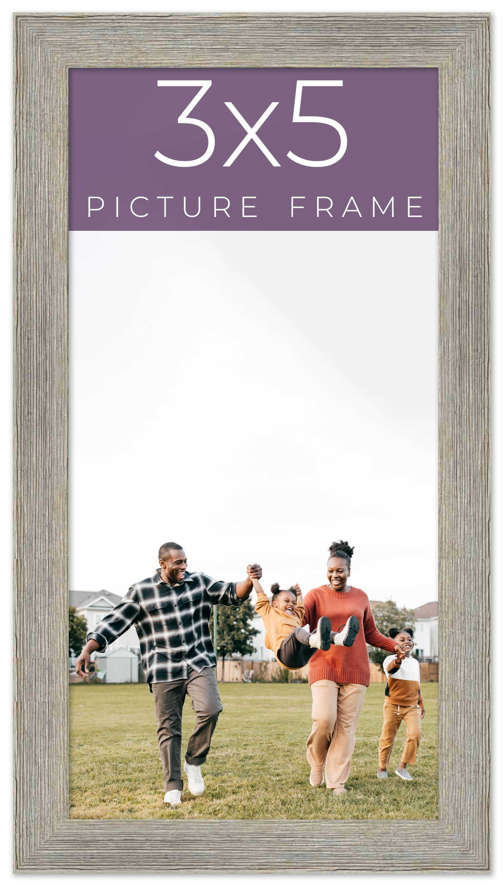 3×5 IN Frame Grey Real Wood Picture Frame Width 1.5 Inches | Interior Frame Dept