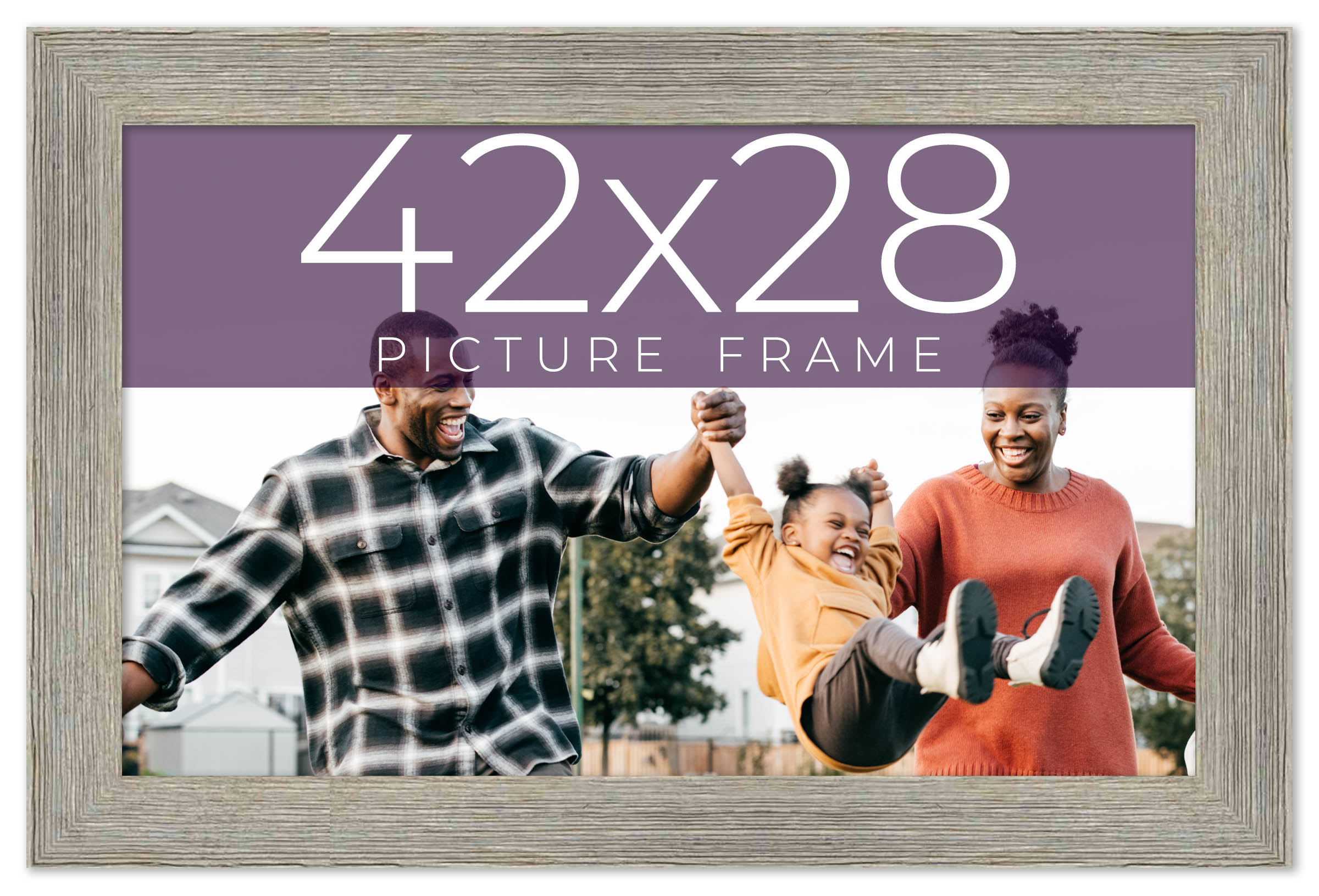 42x28 Frame Grey Real Wood Picture Frame Width 1.5 Inches | Interior Frame Depth main product image
