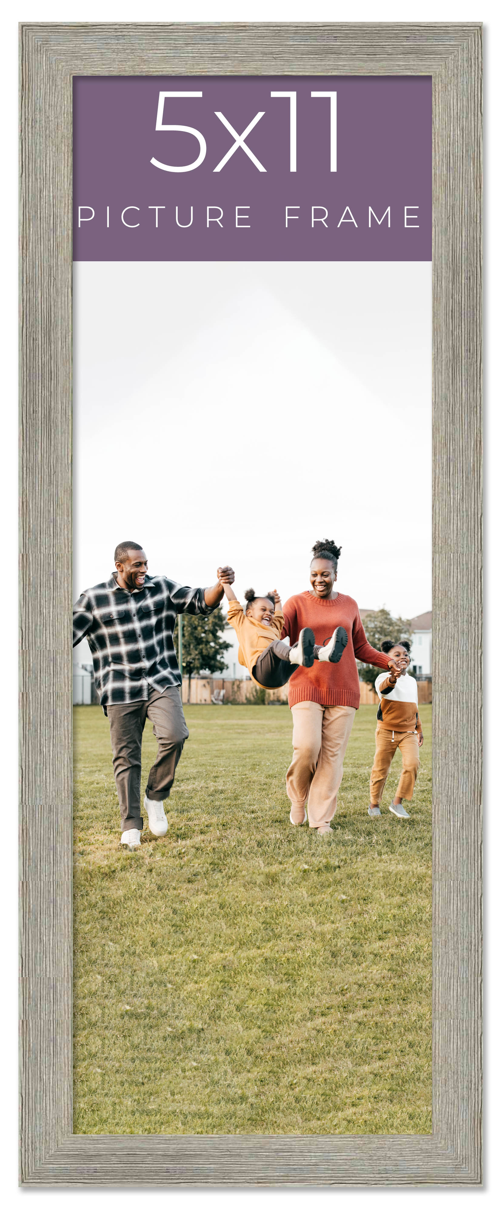 5x11 IN Frame Grey Real Wood Picture Frame Width 1.5 Inches | Interior Frame Dep main product image