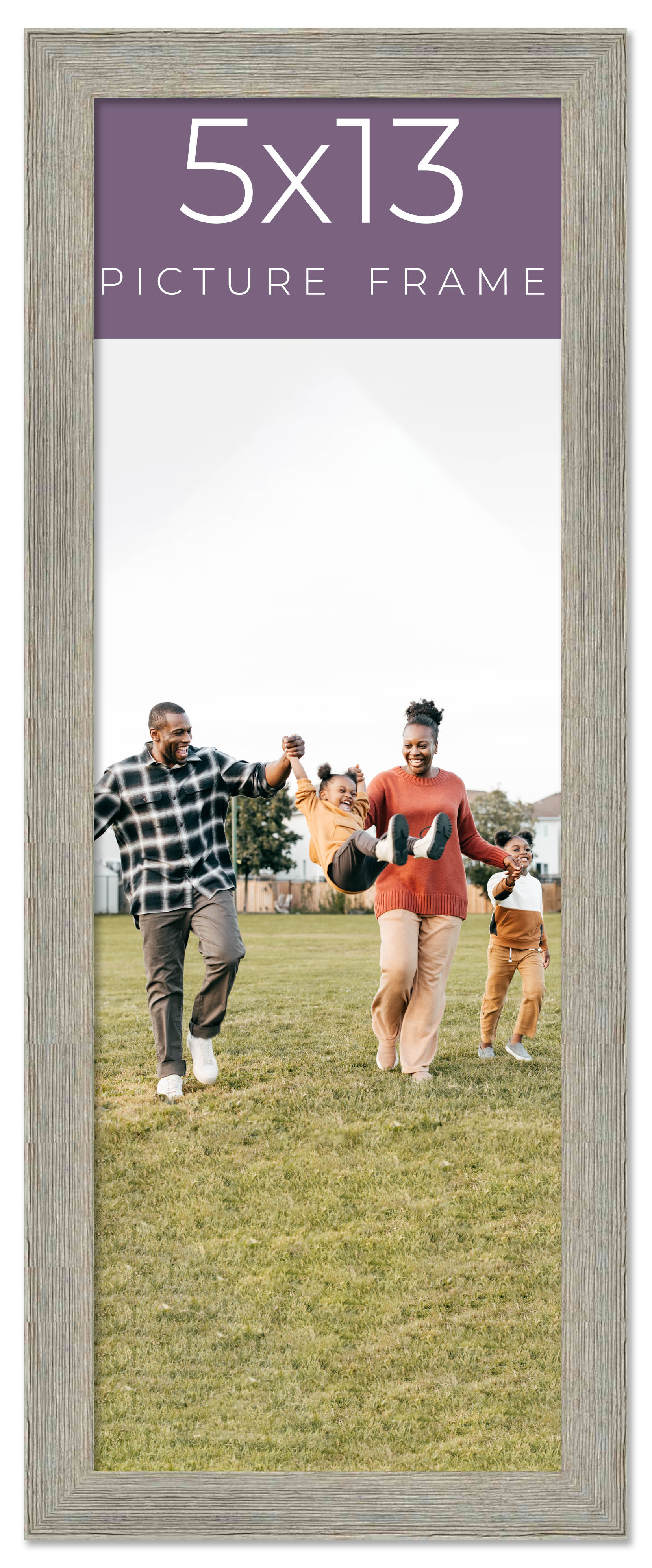 5x13 IN Frame Grey Real Wood Picture Frame Width 1.5 Inches | Interior Frame Dep main product image