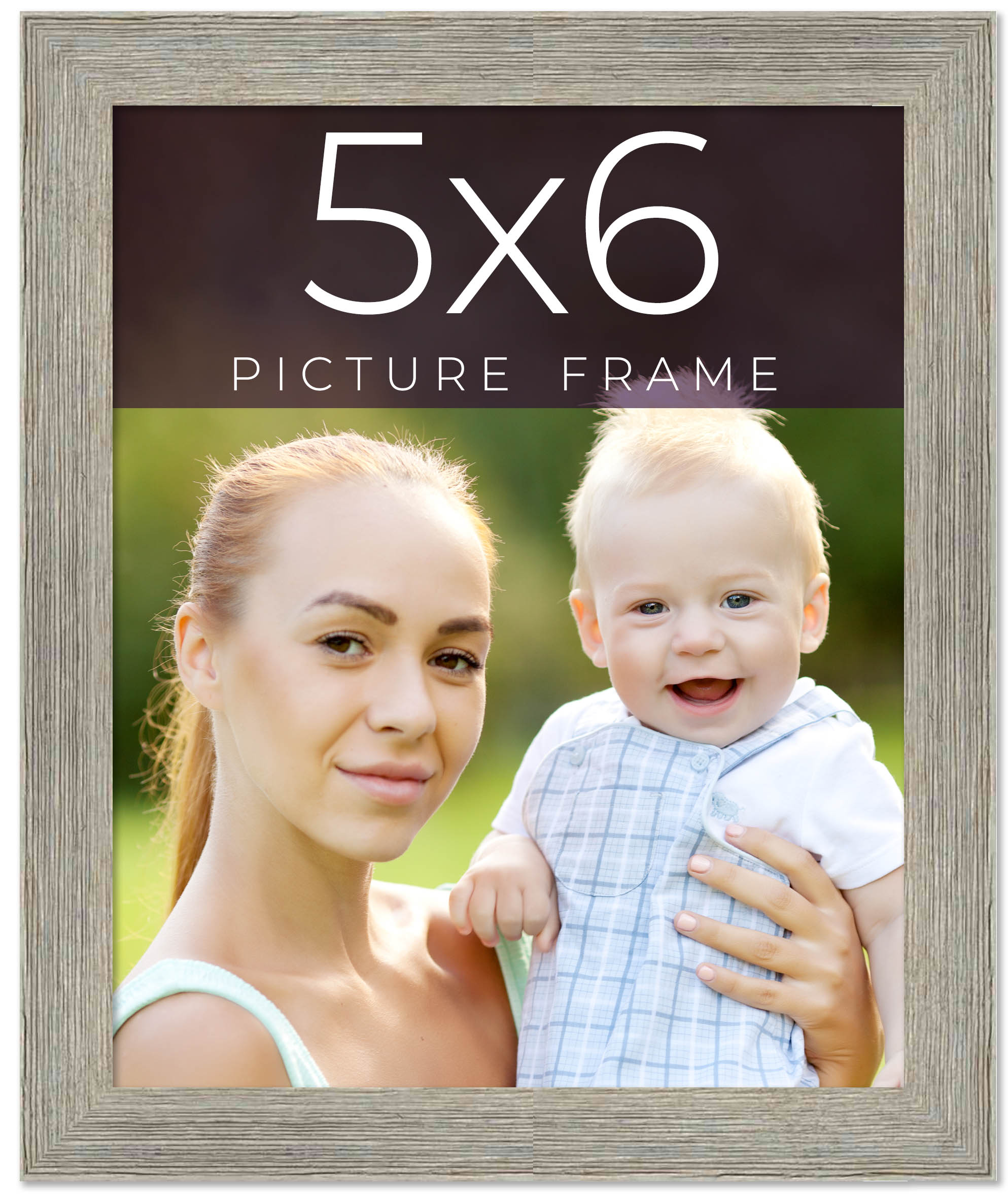 5x6 IN Frame Grey Real Wood Picture Frame Width 1.5 Inches | Interior Frame Dept main product image