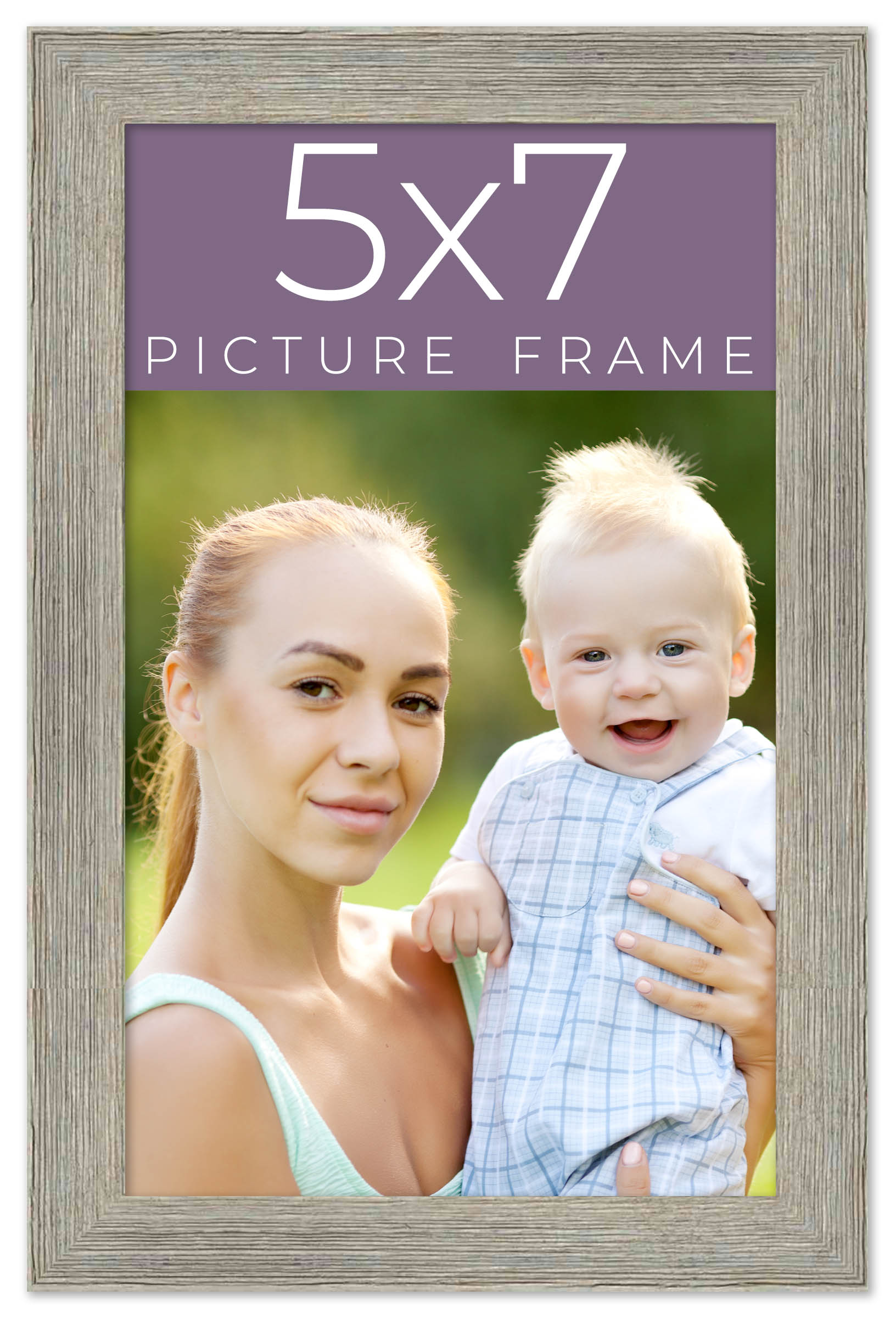 5×7 IN Frame Grey Real Wood Picture Frame Width 1.5 Inches | Interior Frame Dept
