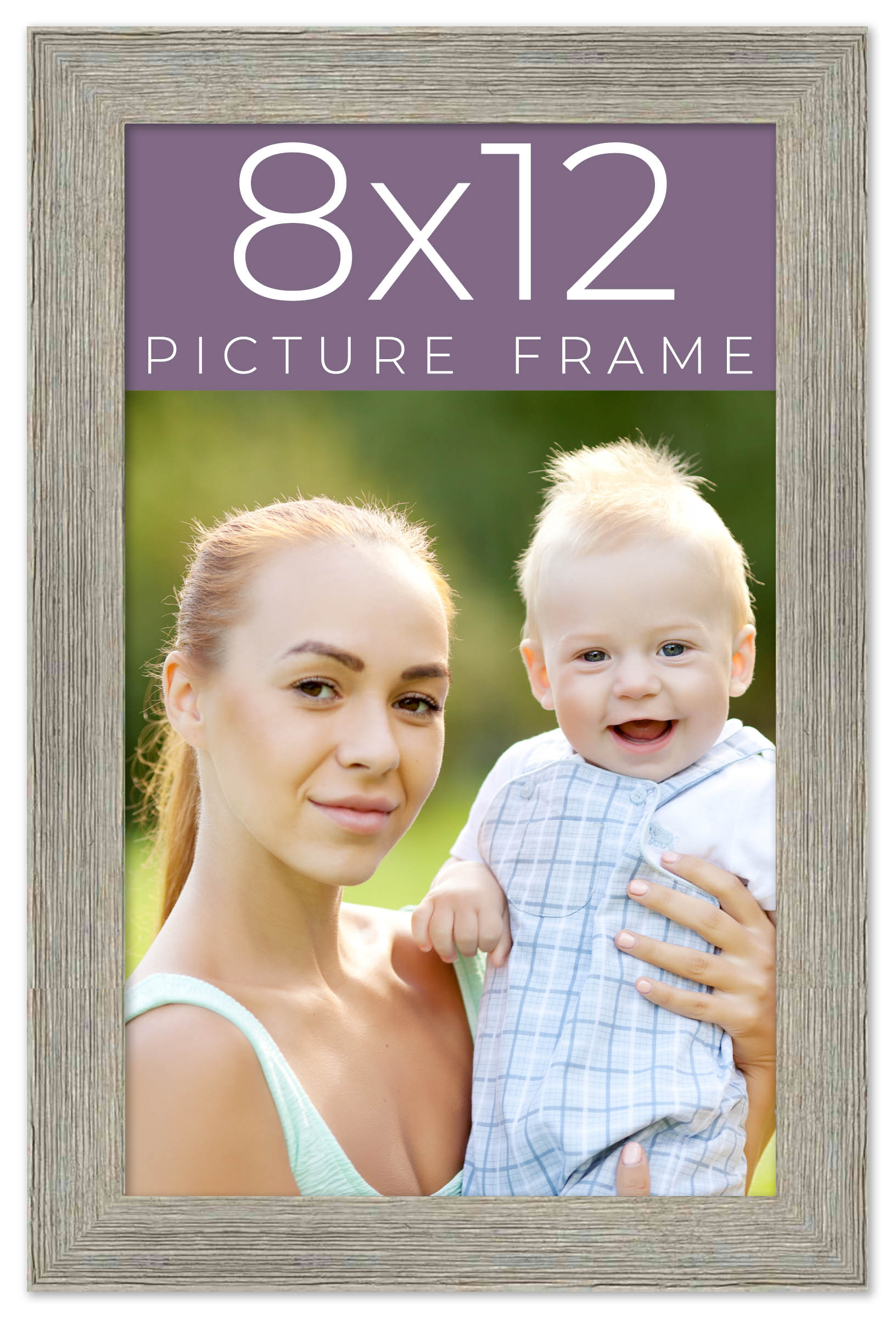8×12 Frame Grey Real Wood Picture Frame Width 1.5 Inches | Interior Frame Depth
