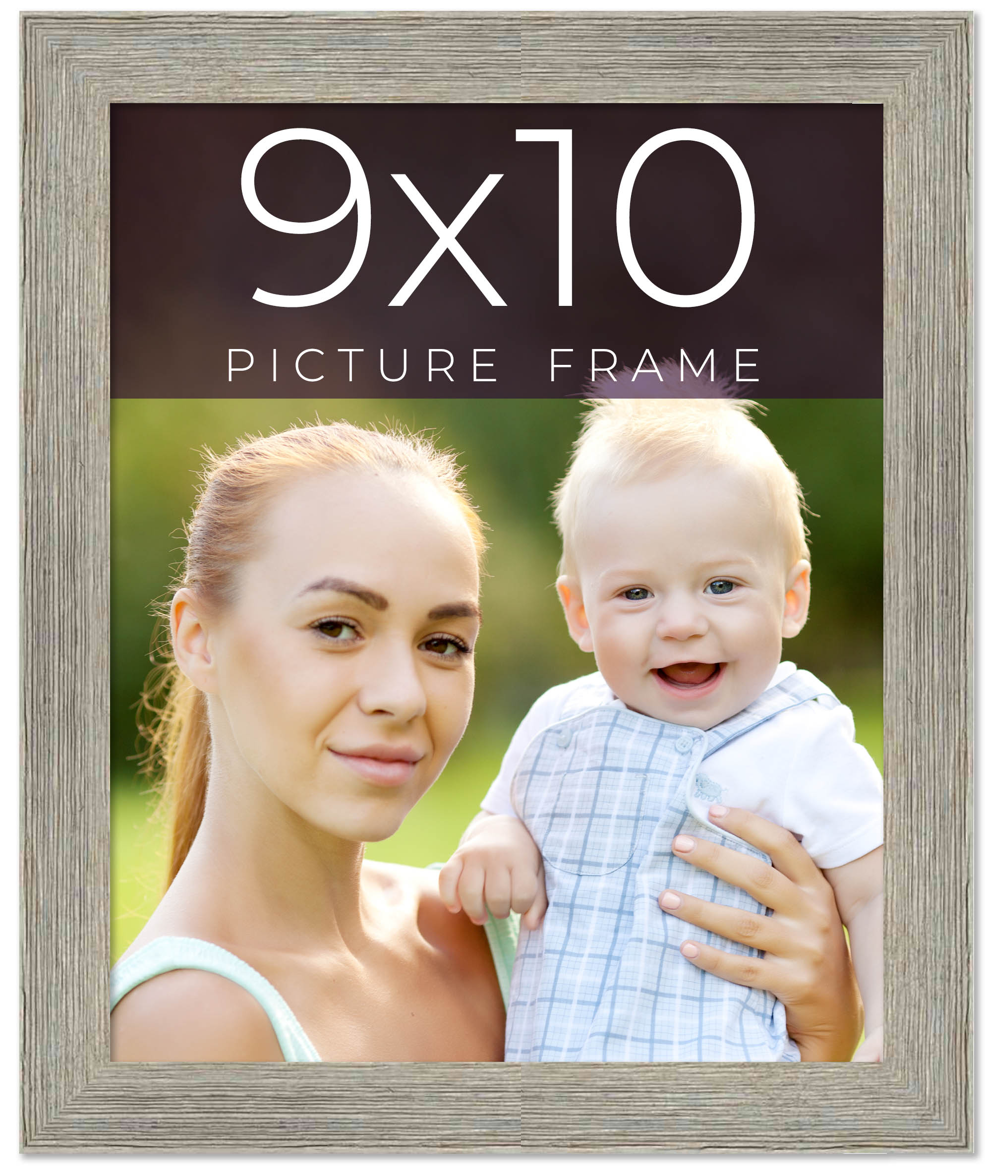 9x10 Frame Grey Real Wood Picture Frame Width 1.5 Inches | Interior Frame Depth main product image