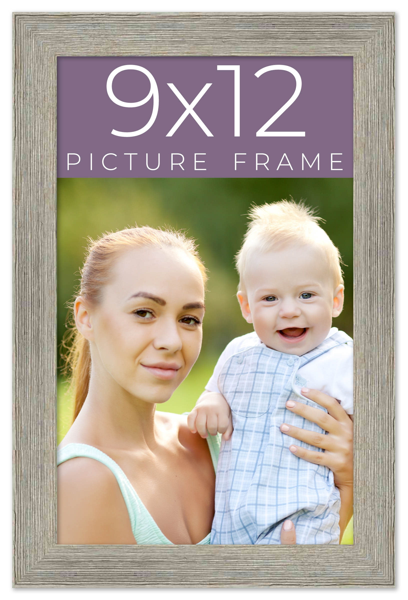 9x12 Frame Grey Real Wood Picture Frame Width 1.5 Inches | Interior Frame Depth main product image